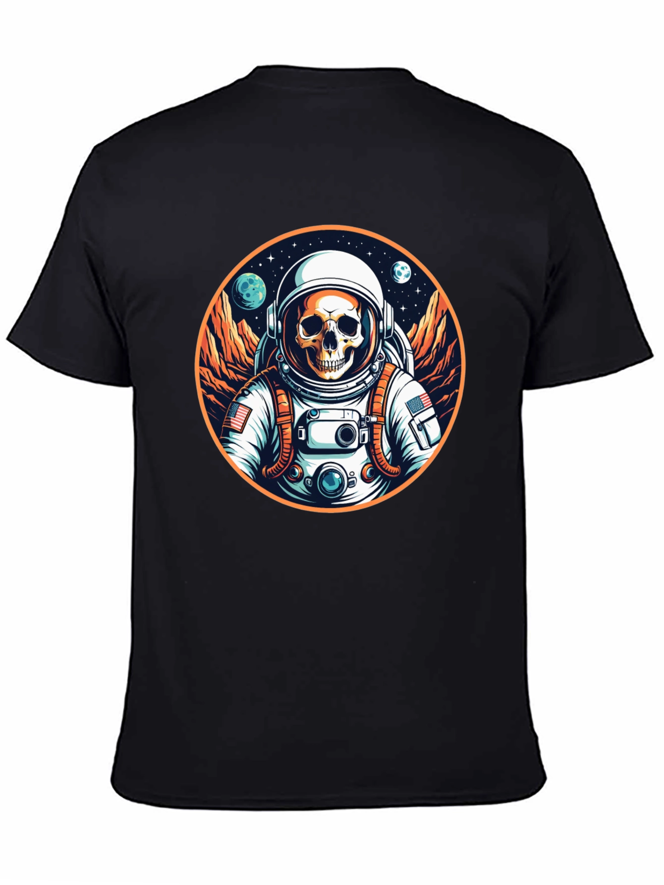 Skull Astronaut Graphic Tee - Outer Space Fashion