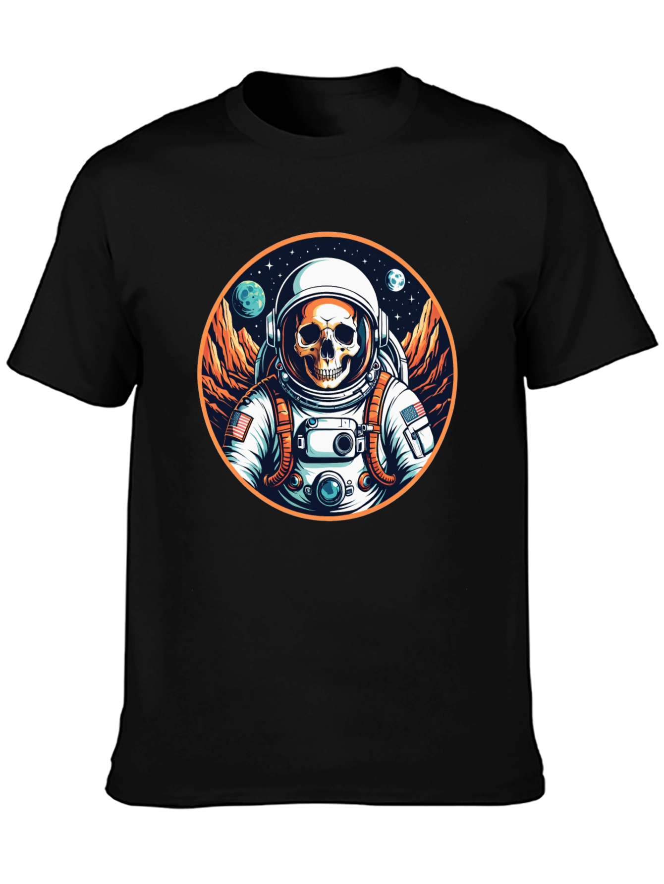 Skull Astronaut Graphic Tee - Outer Space Fashion