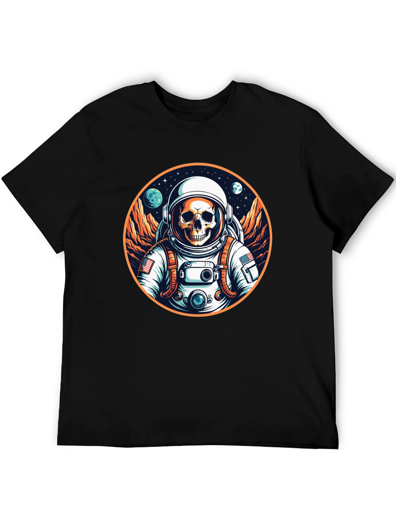 Skull Astronaut Graphic Tee - Outer Space Fashion