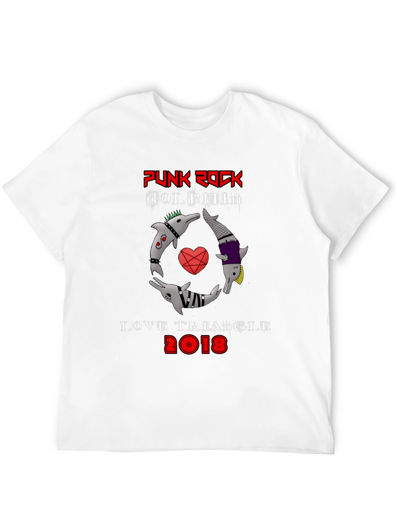 Punk Rock Dolphin Love Triangle Graphic Tee