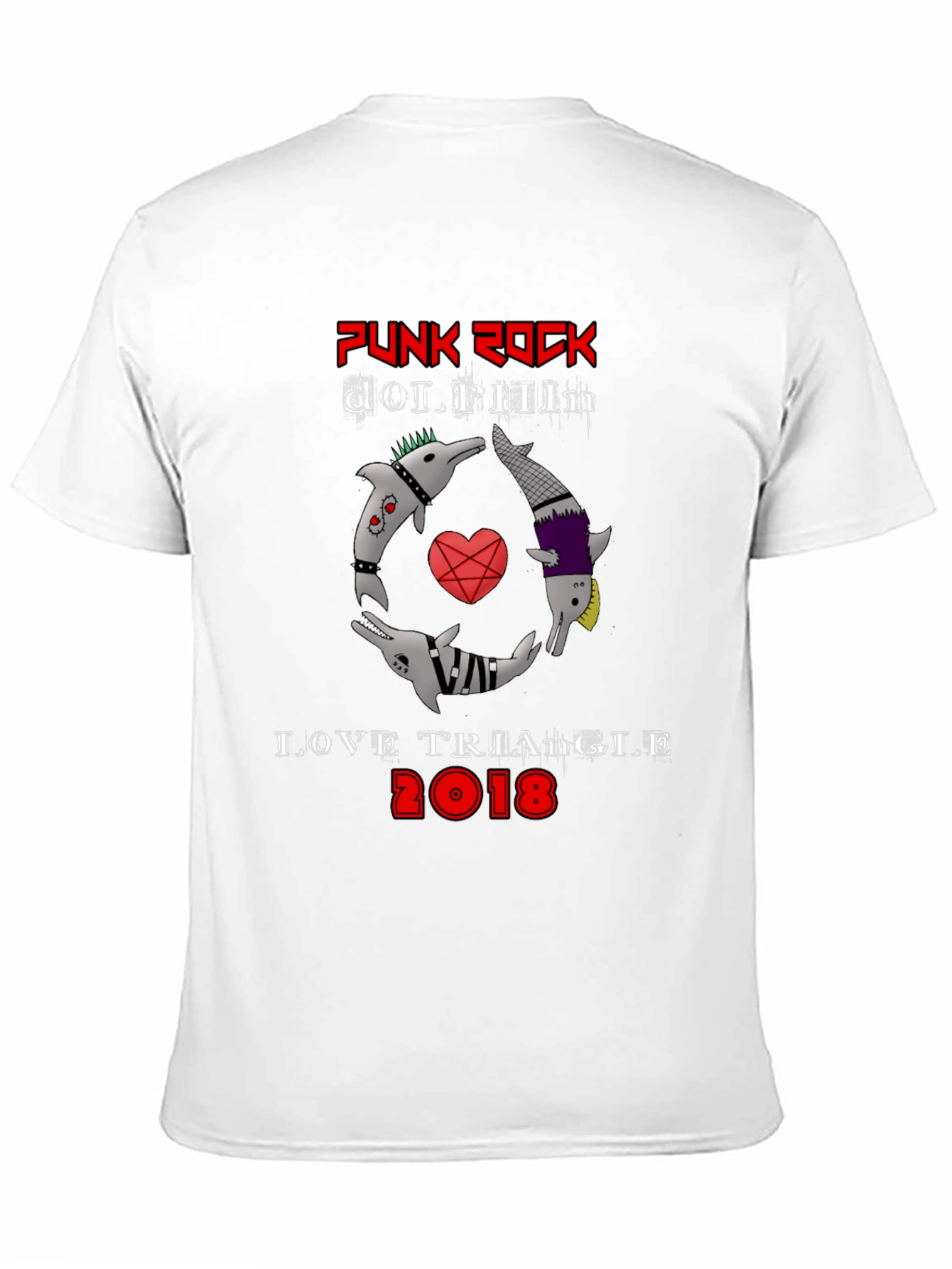 Punk Rock Dolphin Love Triangle Graphic Tee