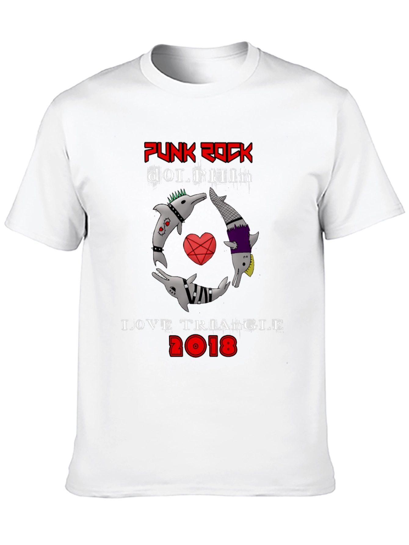 Punk Rock Dolphin Love Triangle Graphic Tee