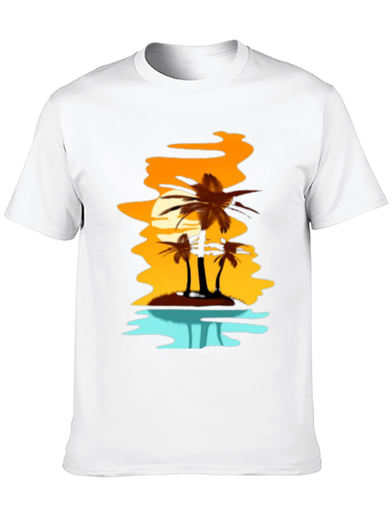 Sunset Palm Tree Graphic Tee - Black T-Shirt