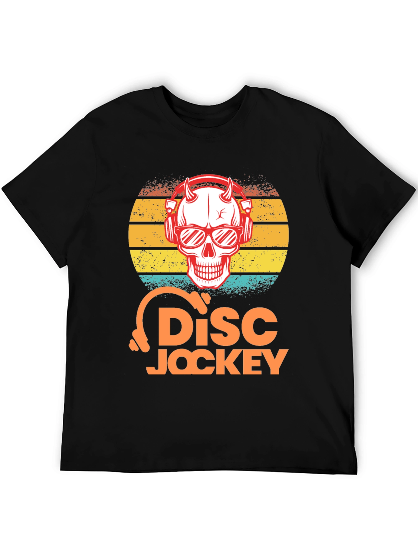 Skull DJ Retro Sunset T-Shirt