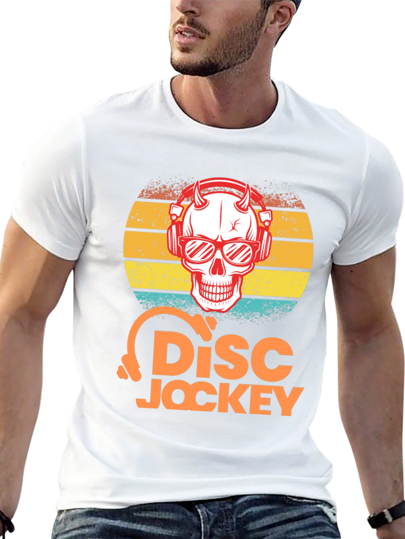 Skull DJ Retro Sunset T-Shirt