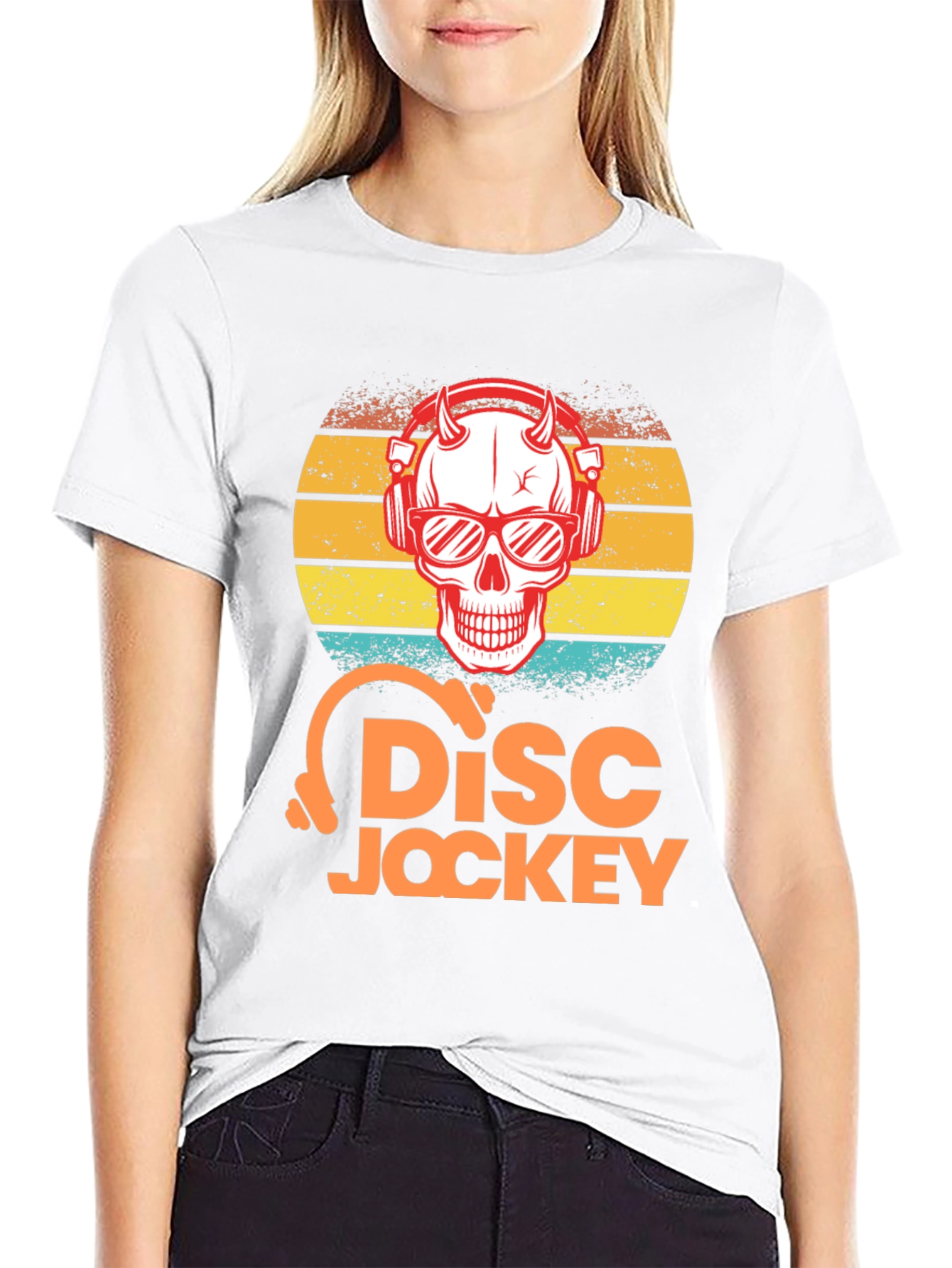 Skull DJ Retro Sunset T-Shirt
