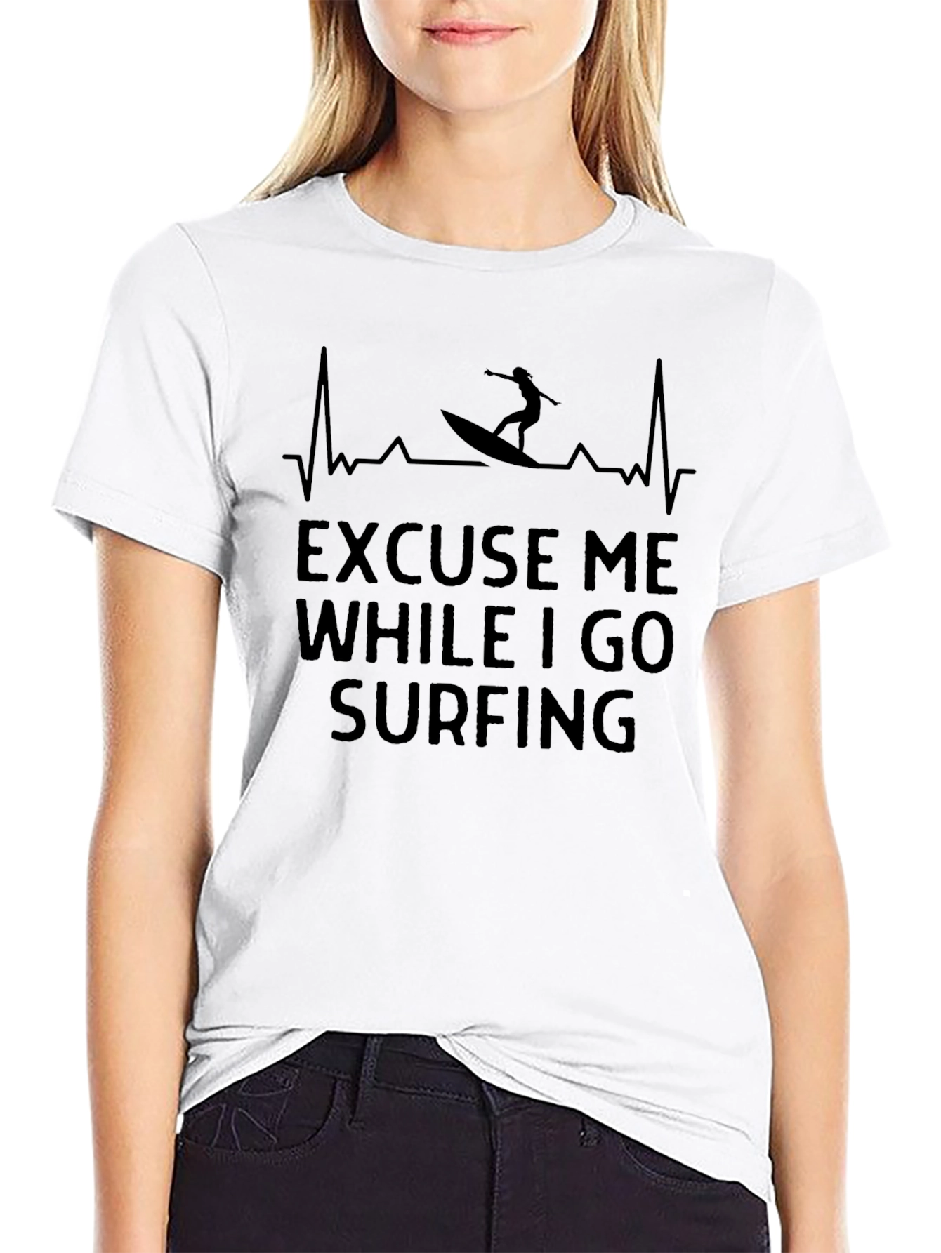 Surfing Heartbeat Graphic T-Shirt