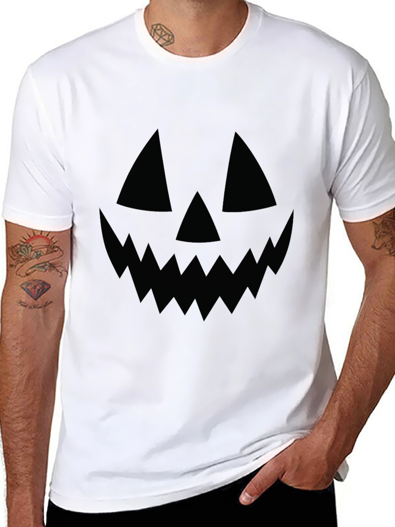 Mens Halloween Jack-O-Lantern Face T-Shirt