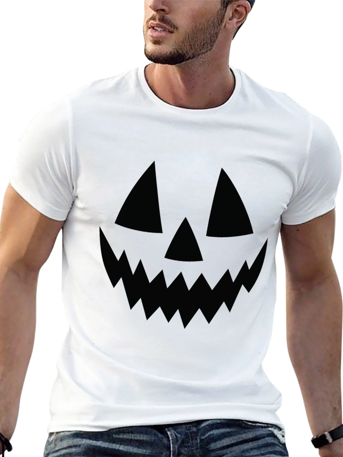 Mens Halloween Jack-O-Lantern Face T-Shirt