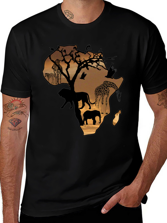 African Safari Silhouette Graphic T-Shirt