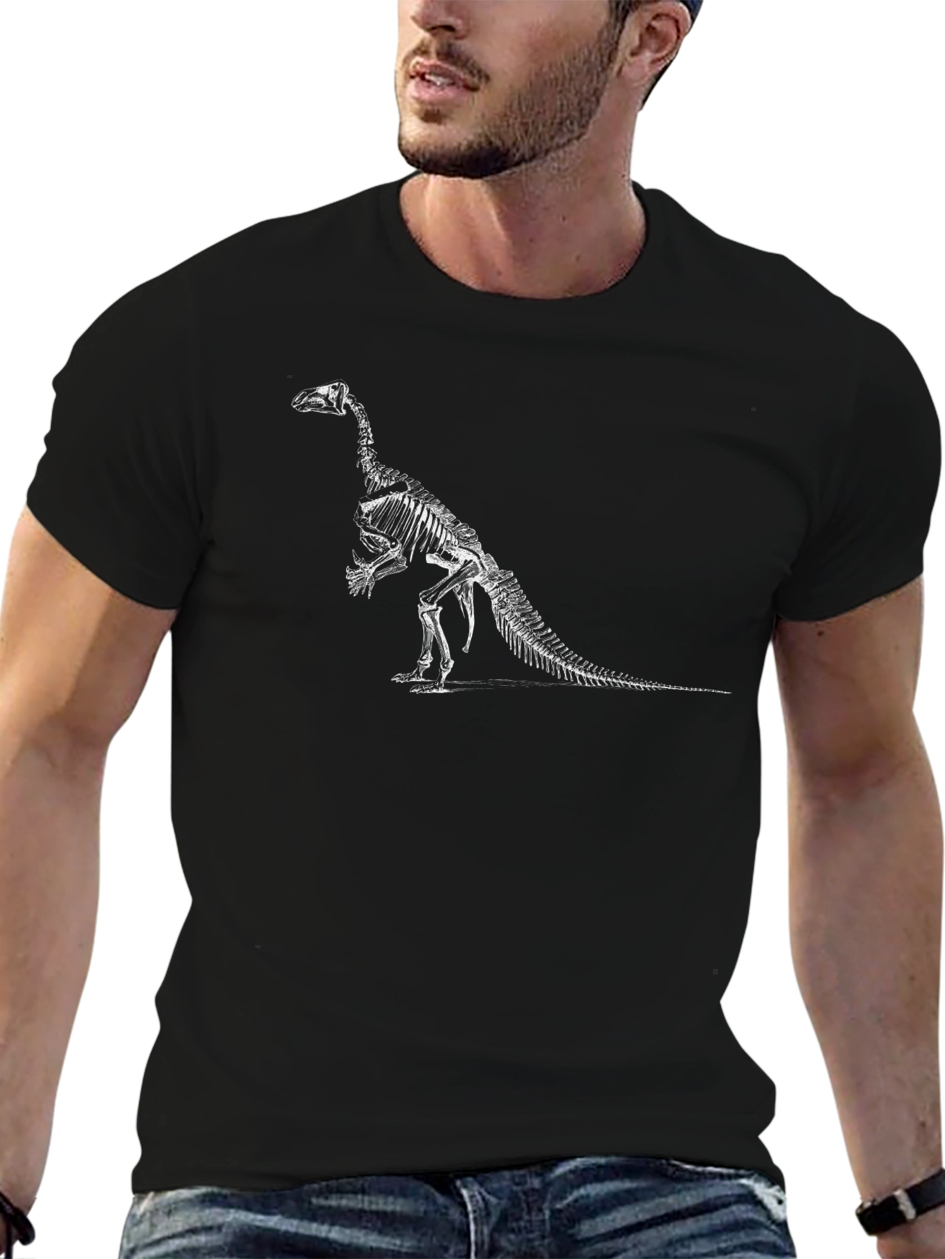 Dinosaur Skeleton Graphic Tee - Black