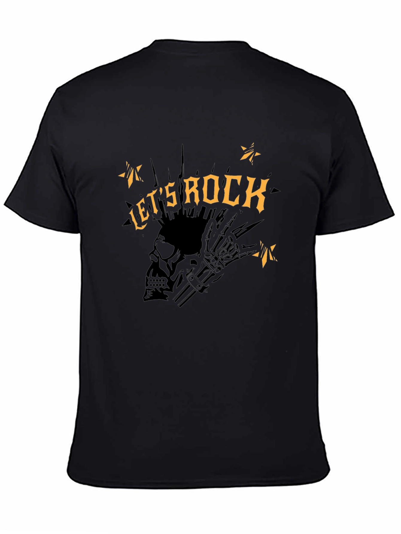 Lets Rock Graphic Tee - Punk Skull Design