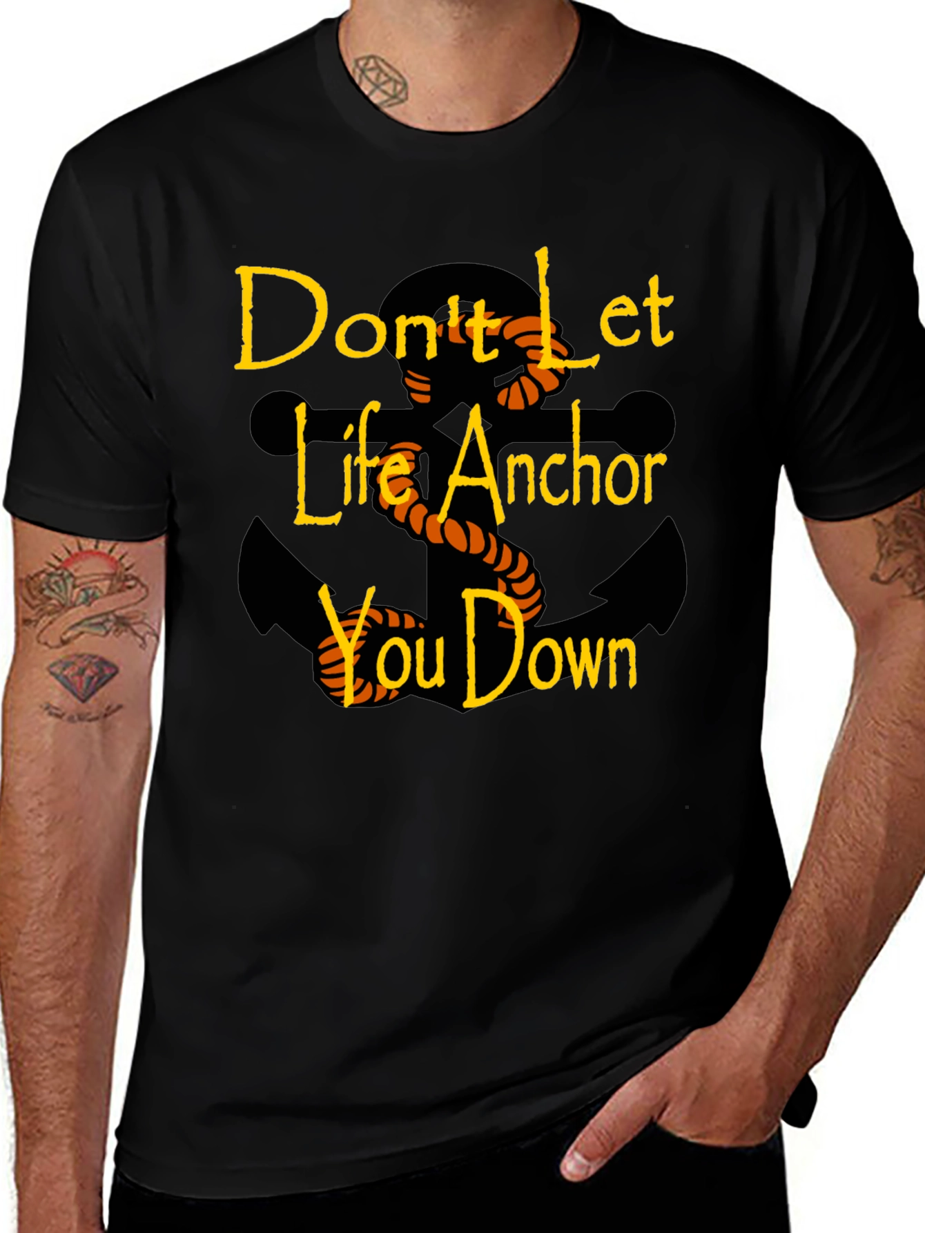 Motivational Anchor Graphic Black T-Shirt