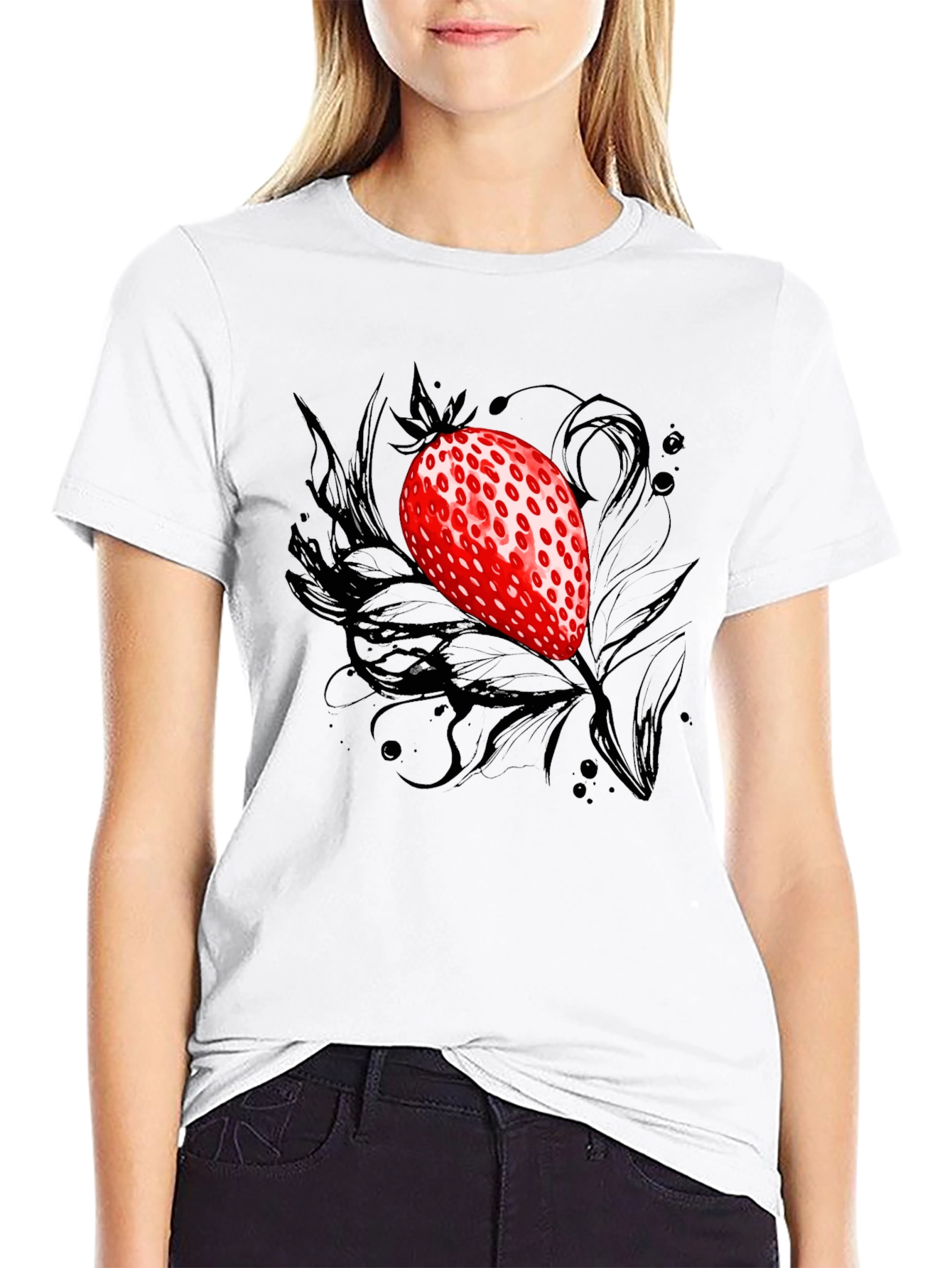 Strawberry Graphic Black T-Shirt
