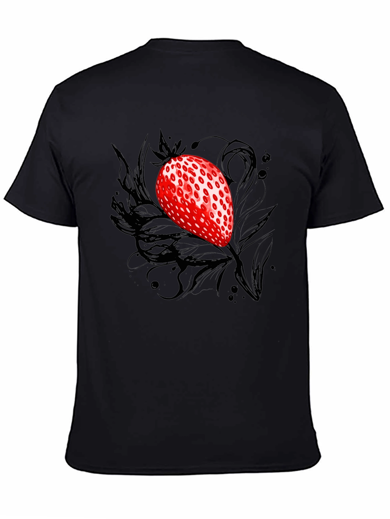 Strawberry Graphic Black T-Shirt