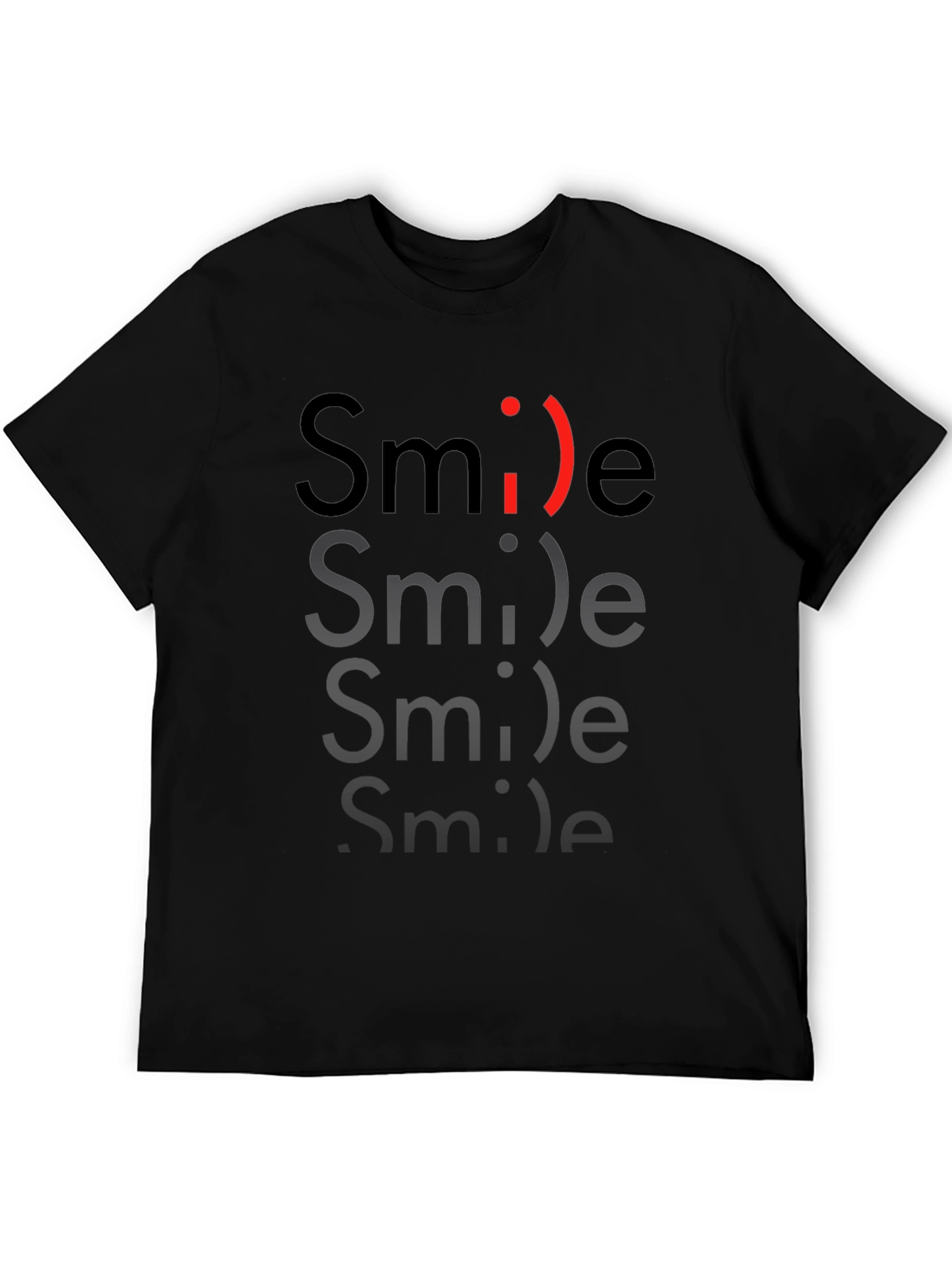 Smile Graphic Print Black T-Shirt