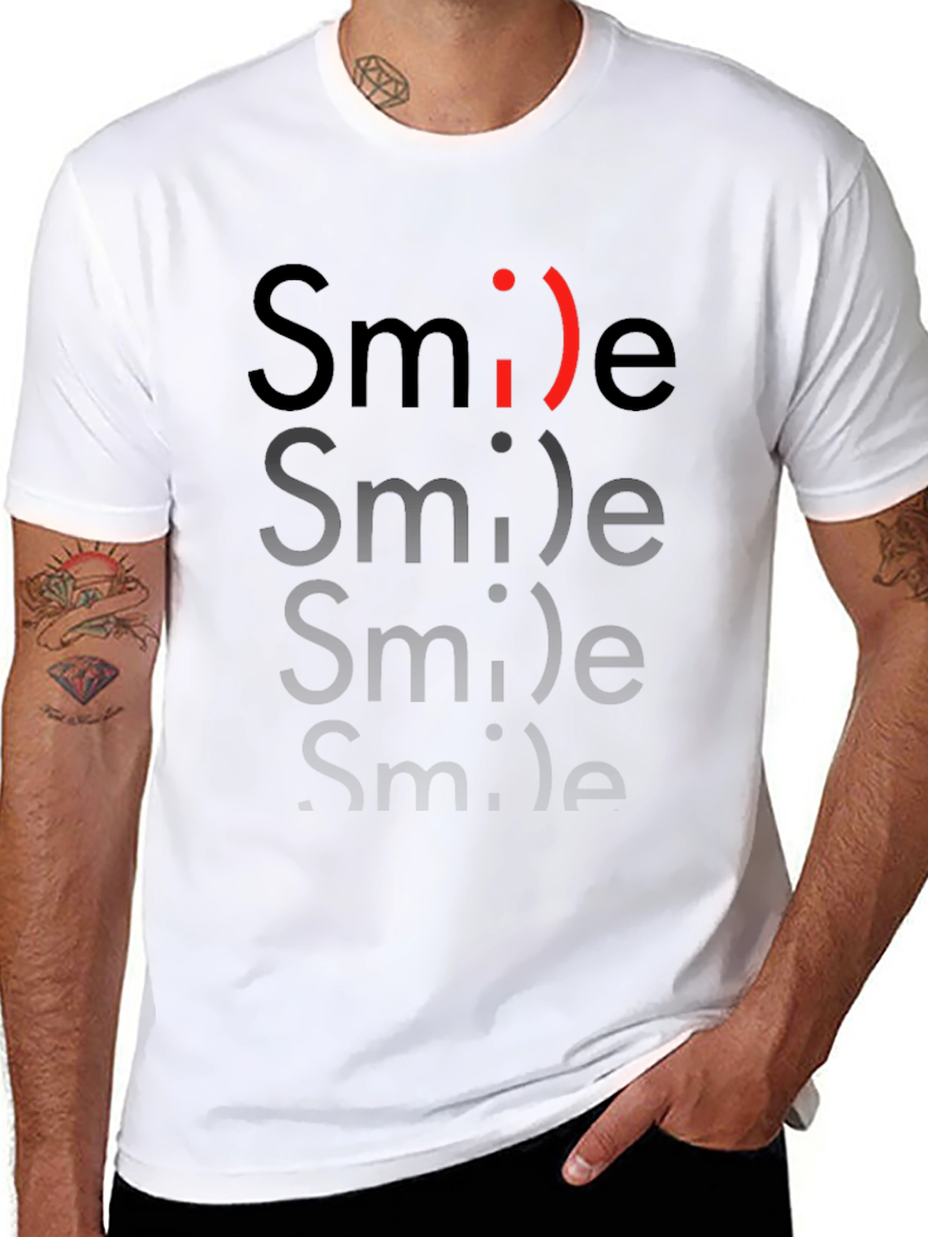 Smile Graphic Print Black T-Shirt