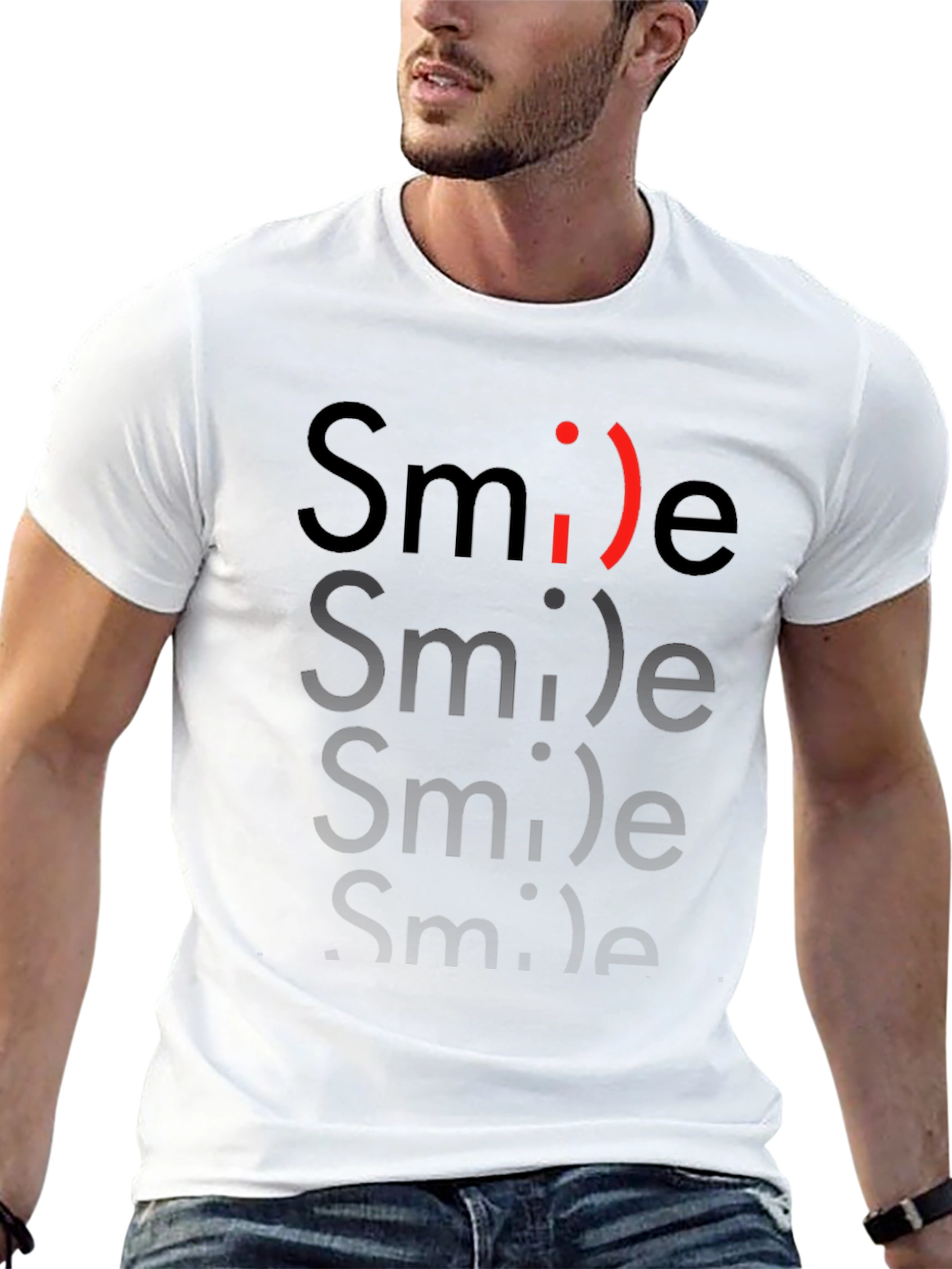 Smile Graphic Print Black T-Shirt