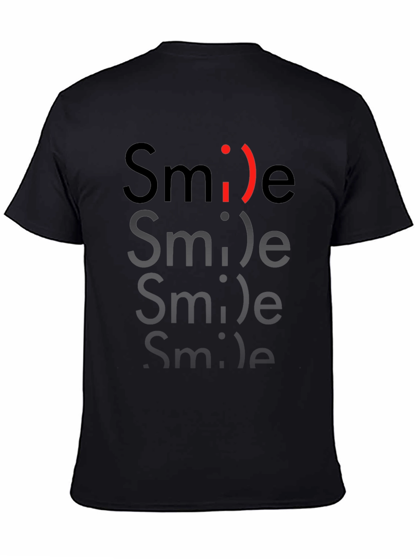Smile Graphic Print Black T-Shirt