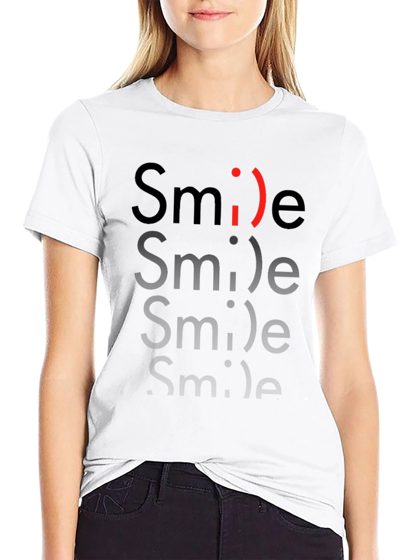 Smile Graphic Print Black T-Shirt
