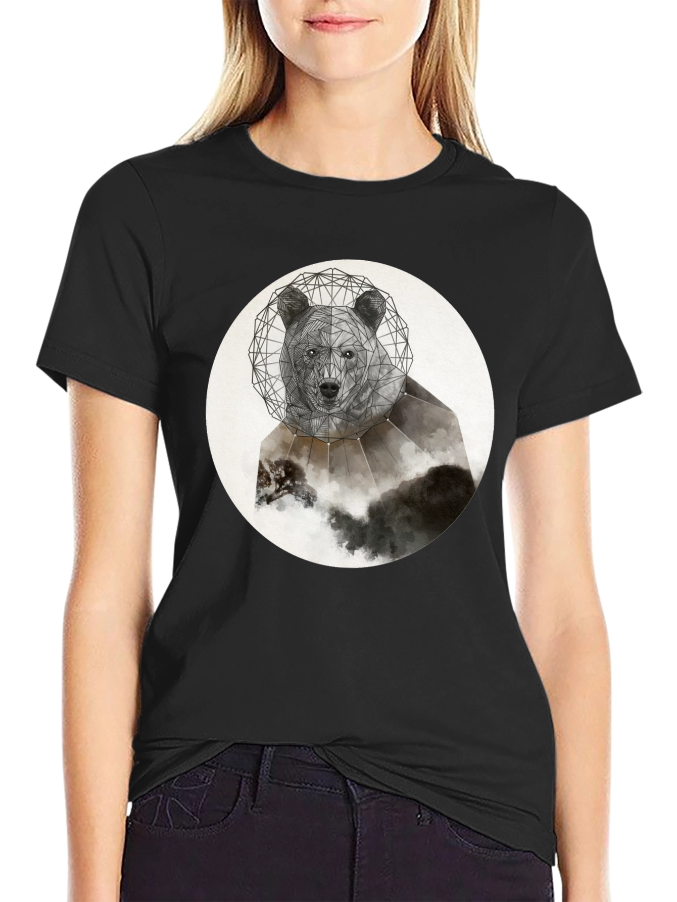 Geometric Bear T-Shirt - Abstract Animal Design