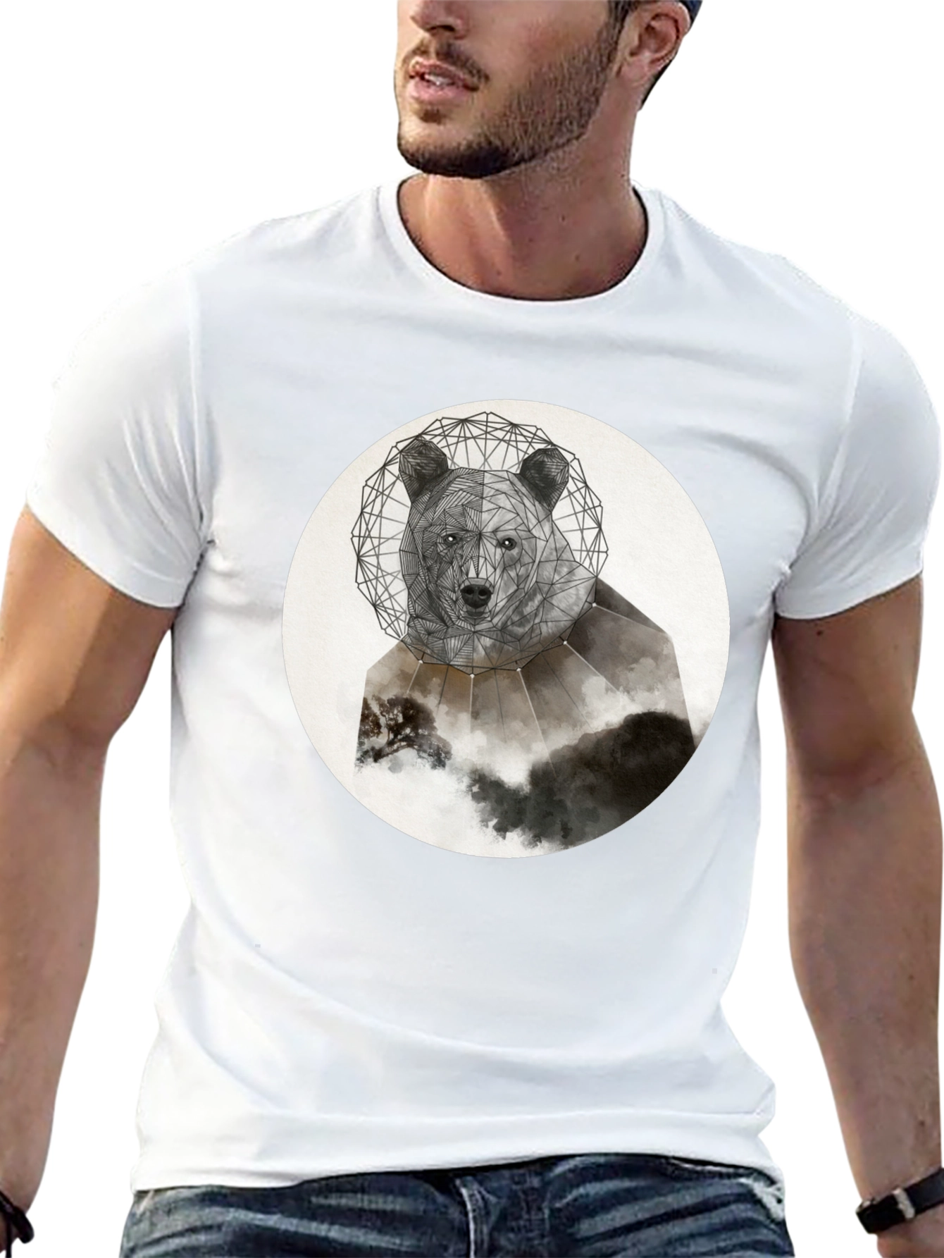 Geometric Bear T-Shirt - Abstract Animal Design