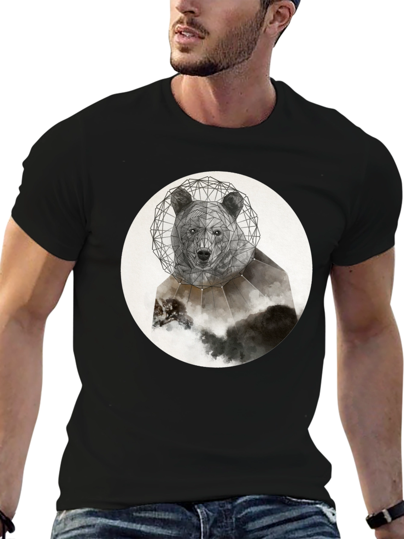 Geometric Bear T-Shirt - Abstract Animal Design