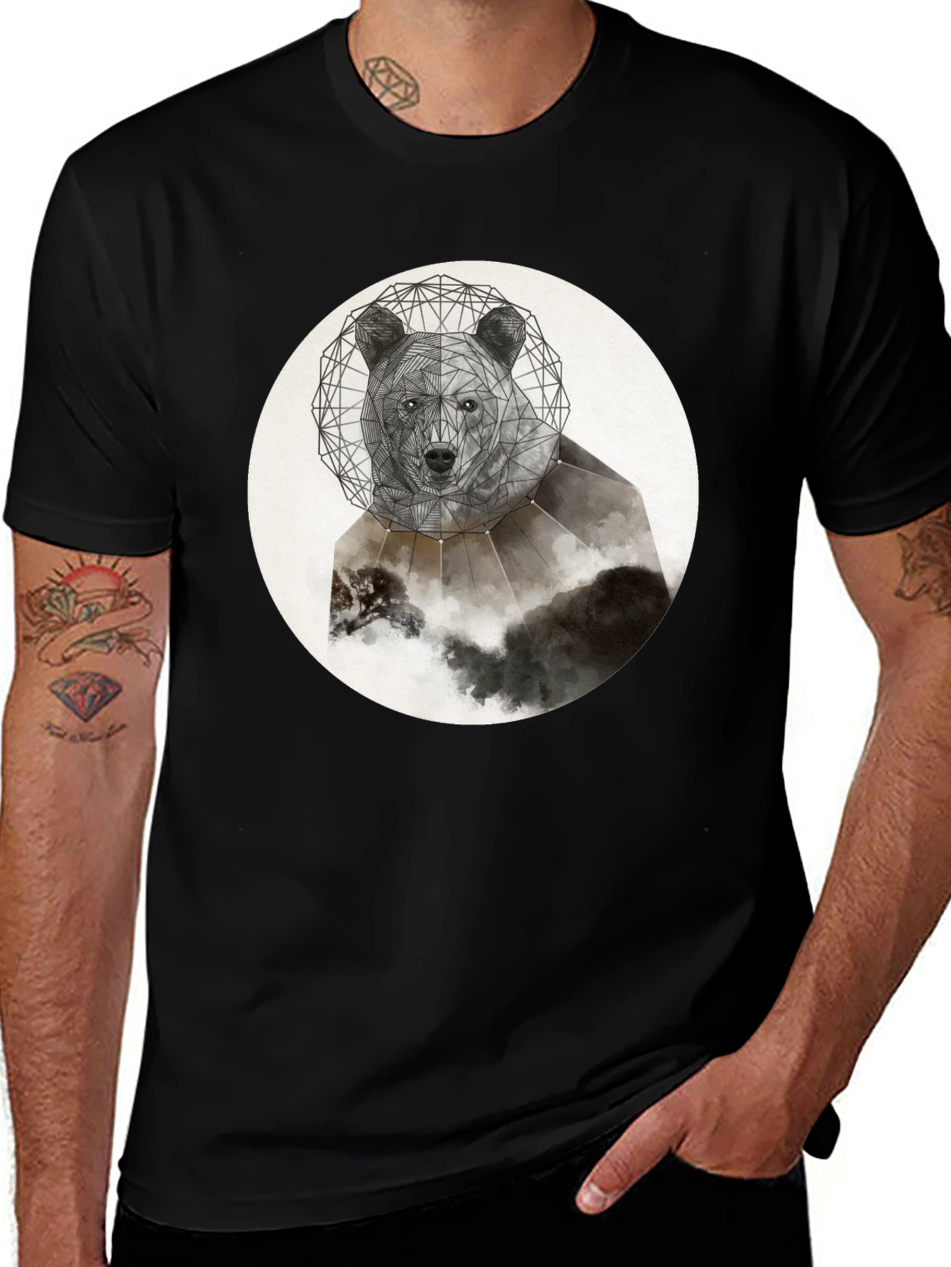 Geometric Bear T-Shirt - Abstract Animal Design