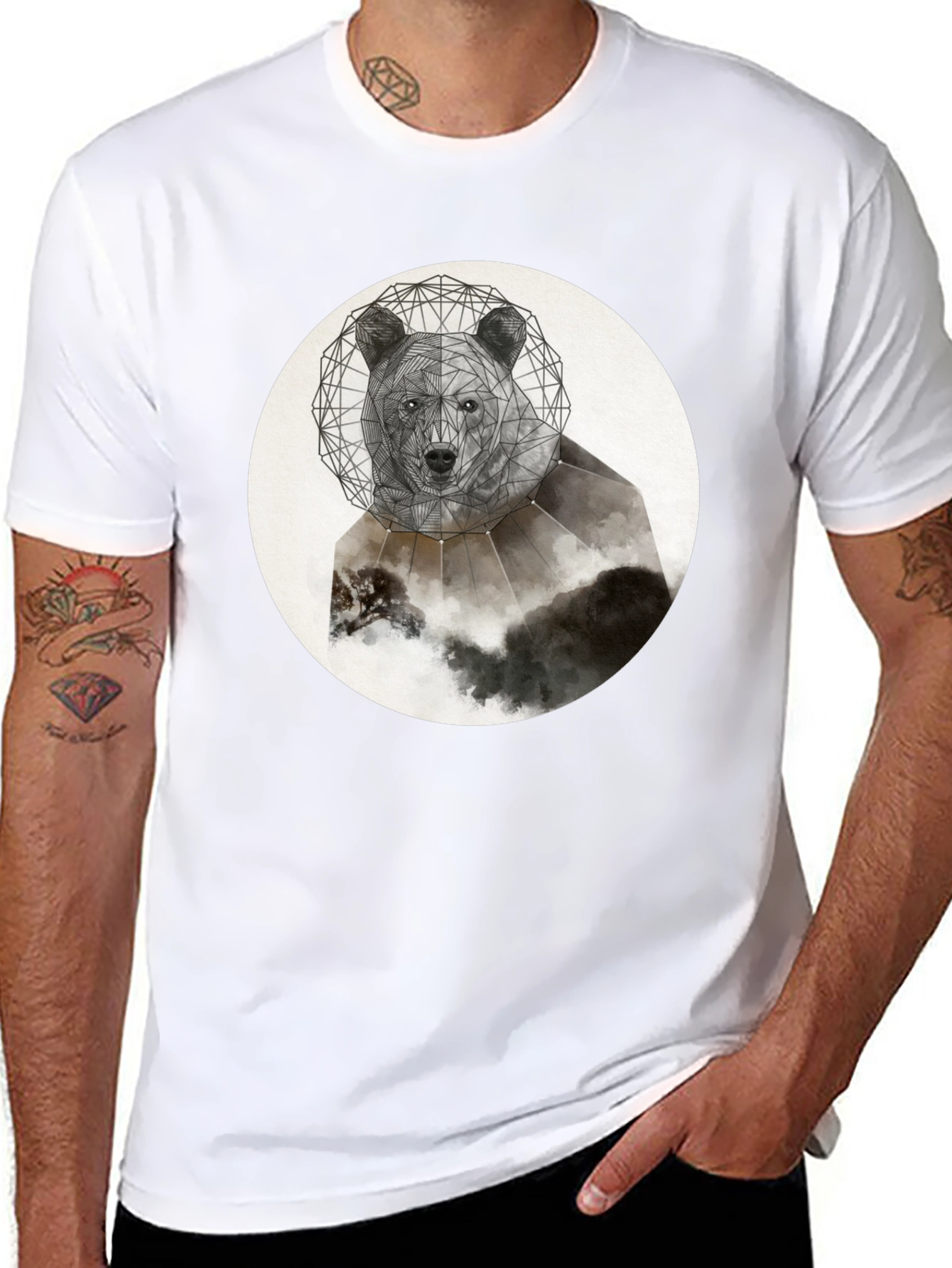 Geometric Bear T-Shirt - Abstract Animal Design