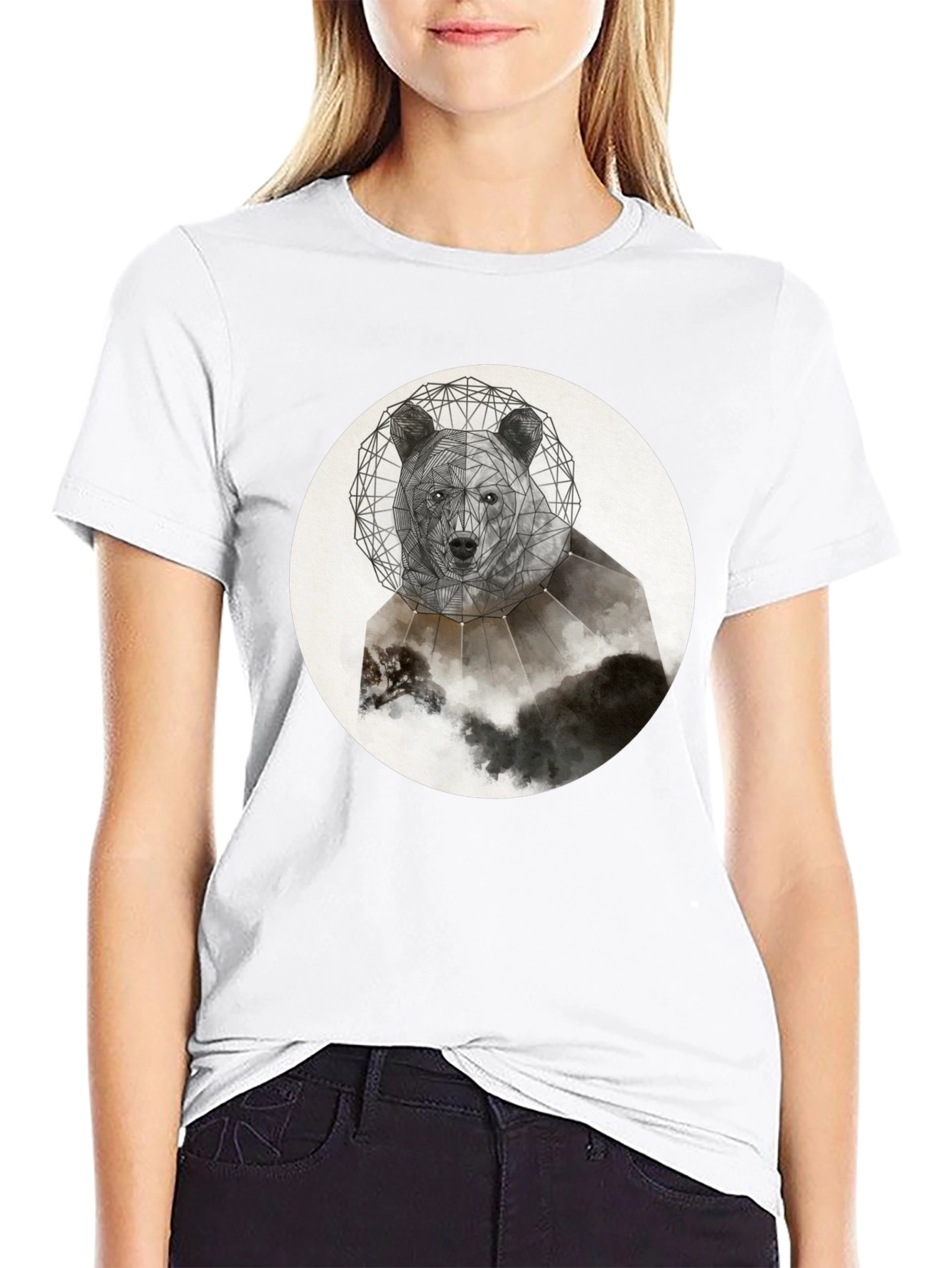 Geometric Bear T-Shirt - Abstract Animal Design