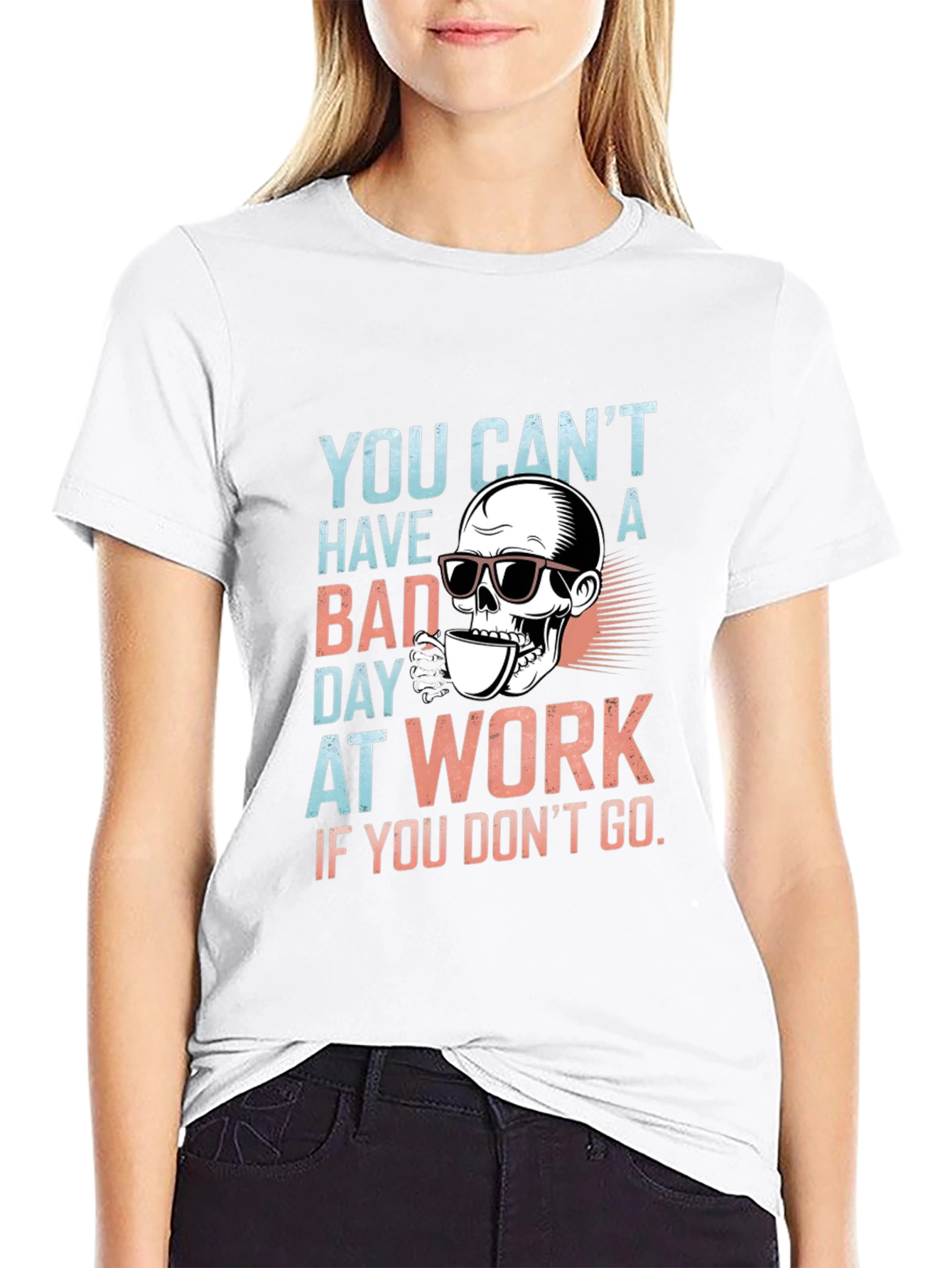Funny Skull Bad Day at Work Graphic Tee
