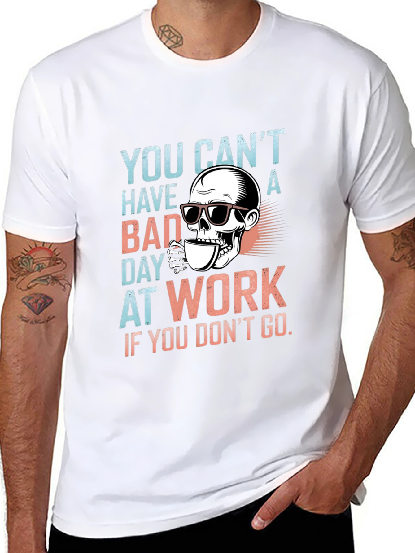 Funny Skull Bad Day at Work Graphic Tee