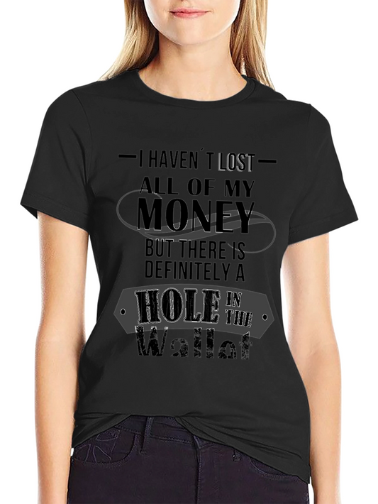 Humorous Hole in the Wallet Black T-Shirt