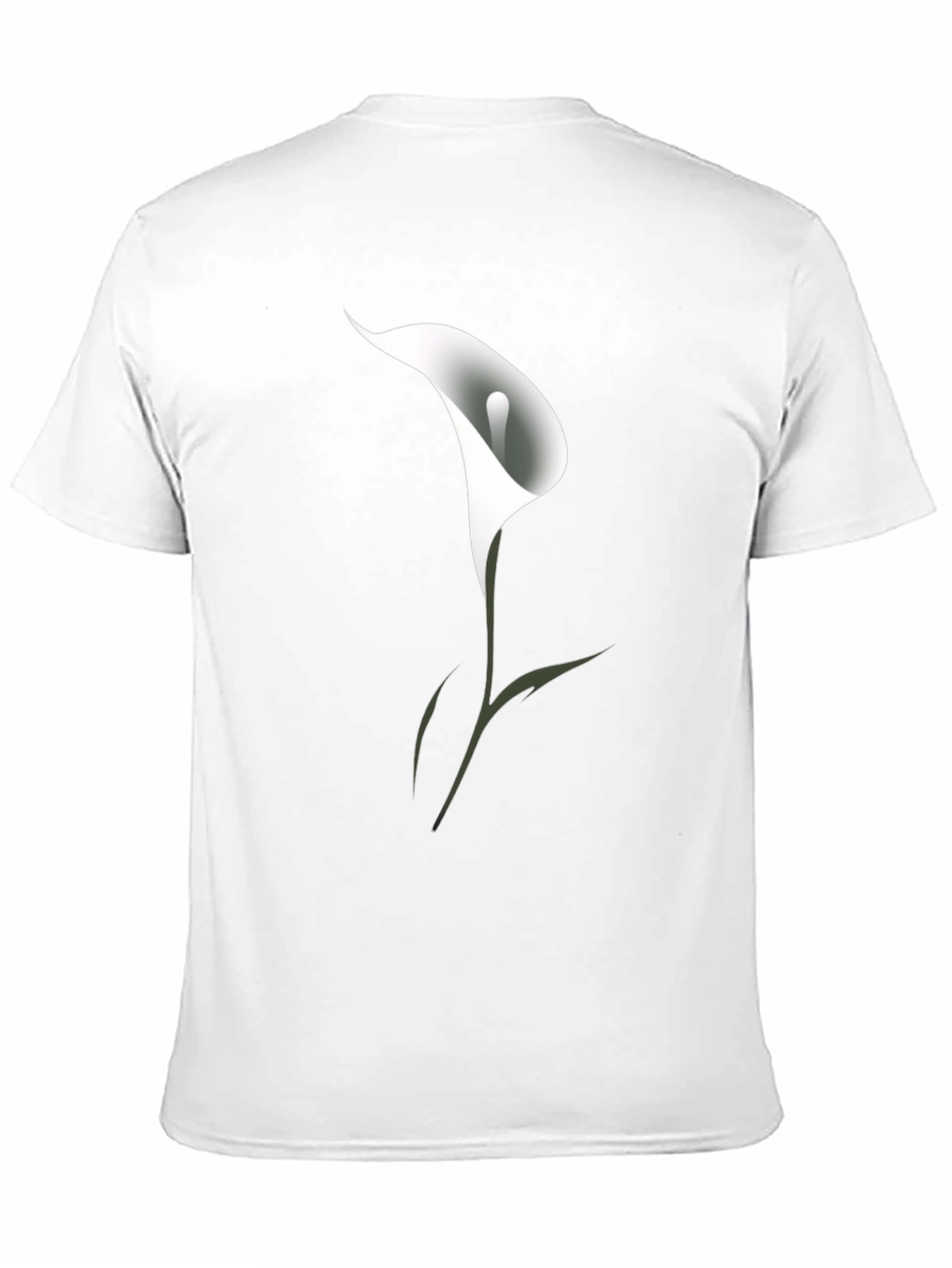 Mens Black T-Shirt with White Calla Lily Flower Design