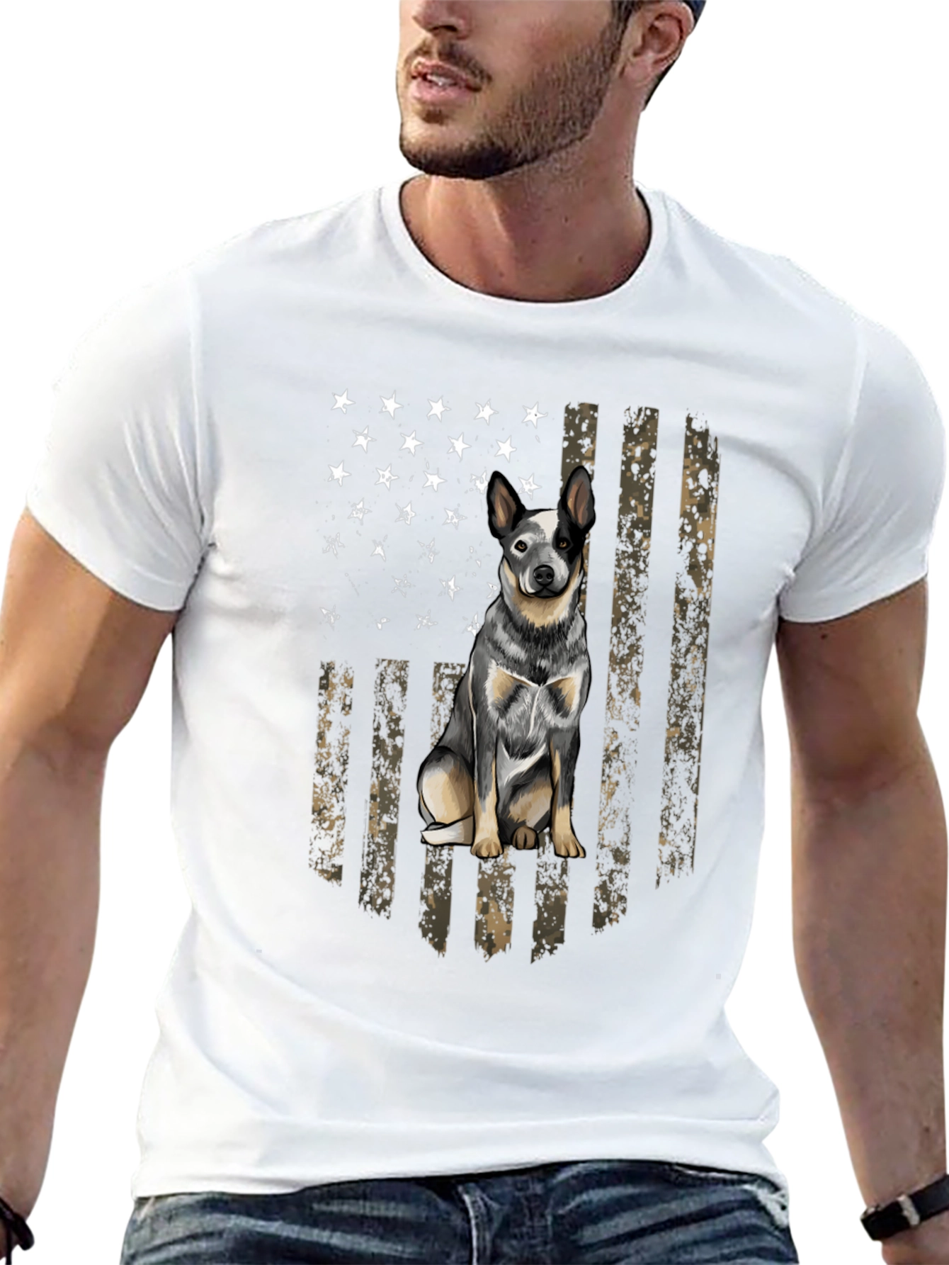 Australian Cattle Dog US Flag T-Shirt