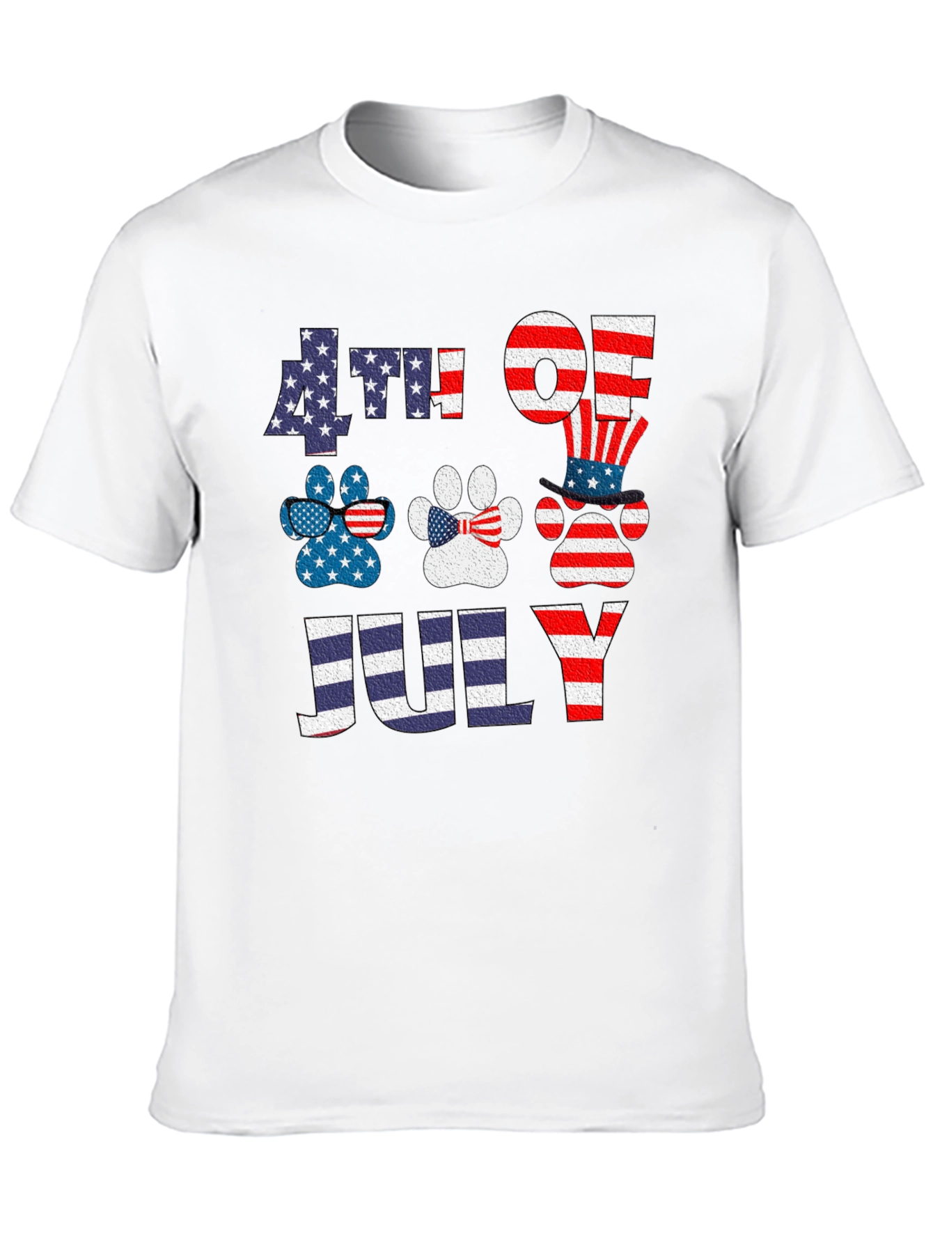Patriotic 4th of July Dog Paw Print T-Shirt