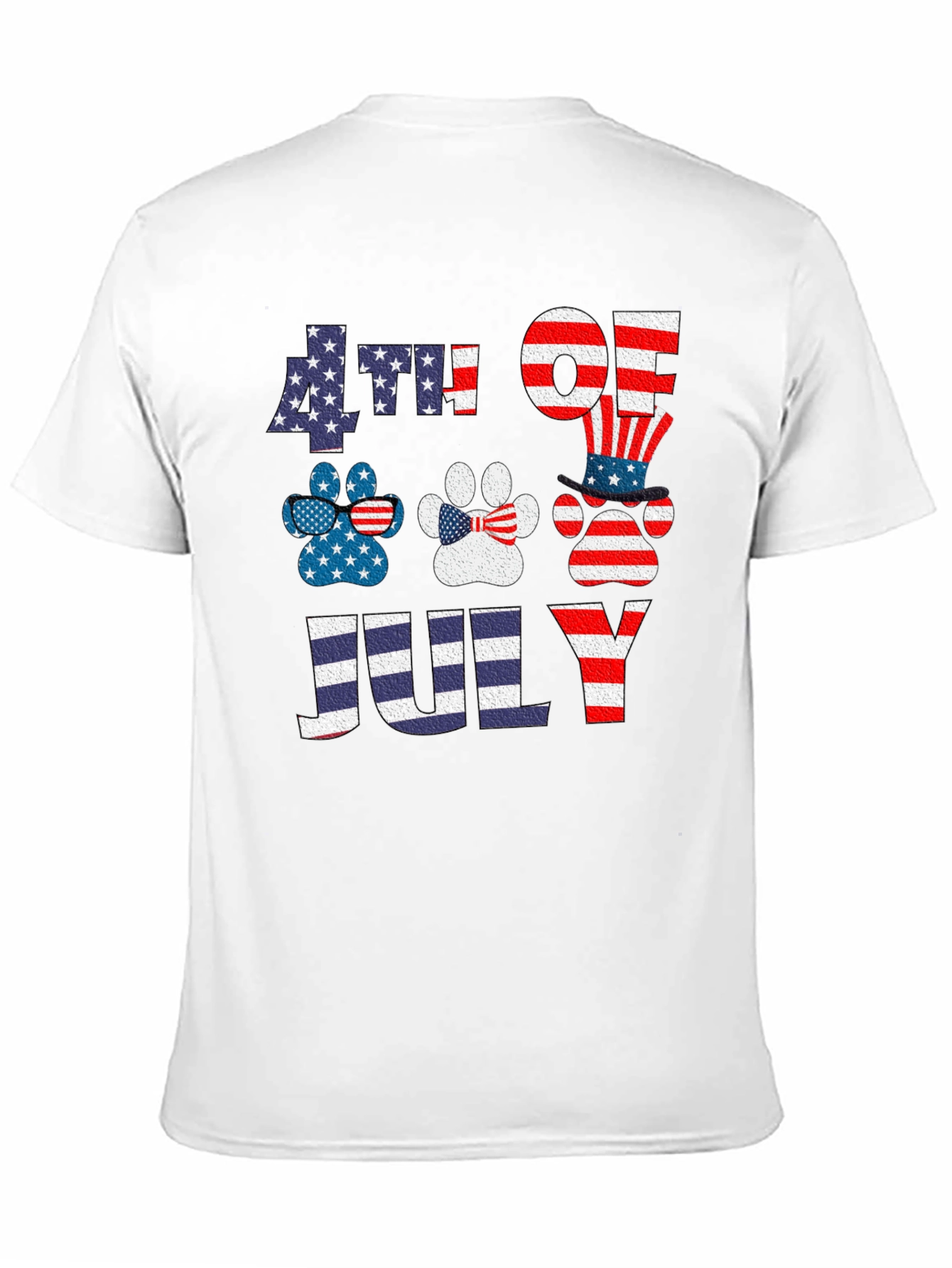 Patriotic 4th of July Dog Paw Print T-Shirt
