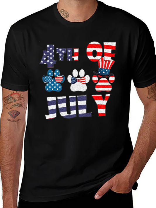 Patriotic 4th of July Dog Paw Print T-Shirt