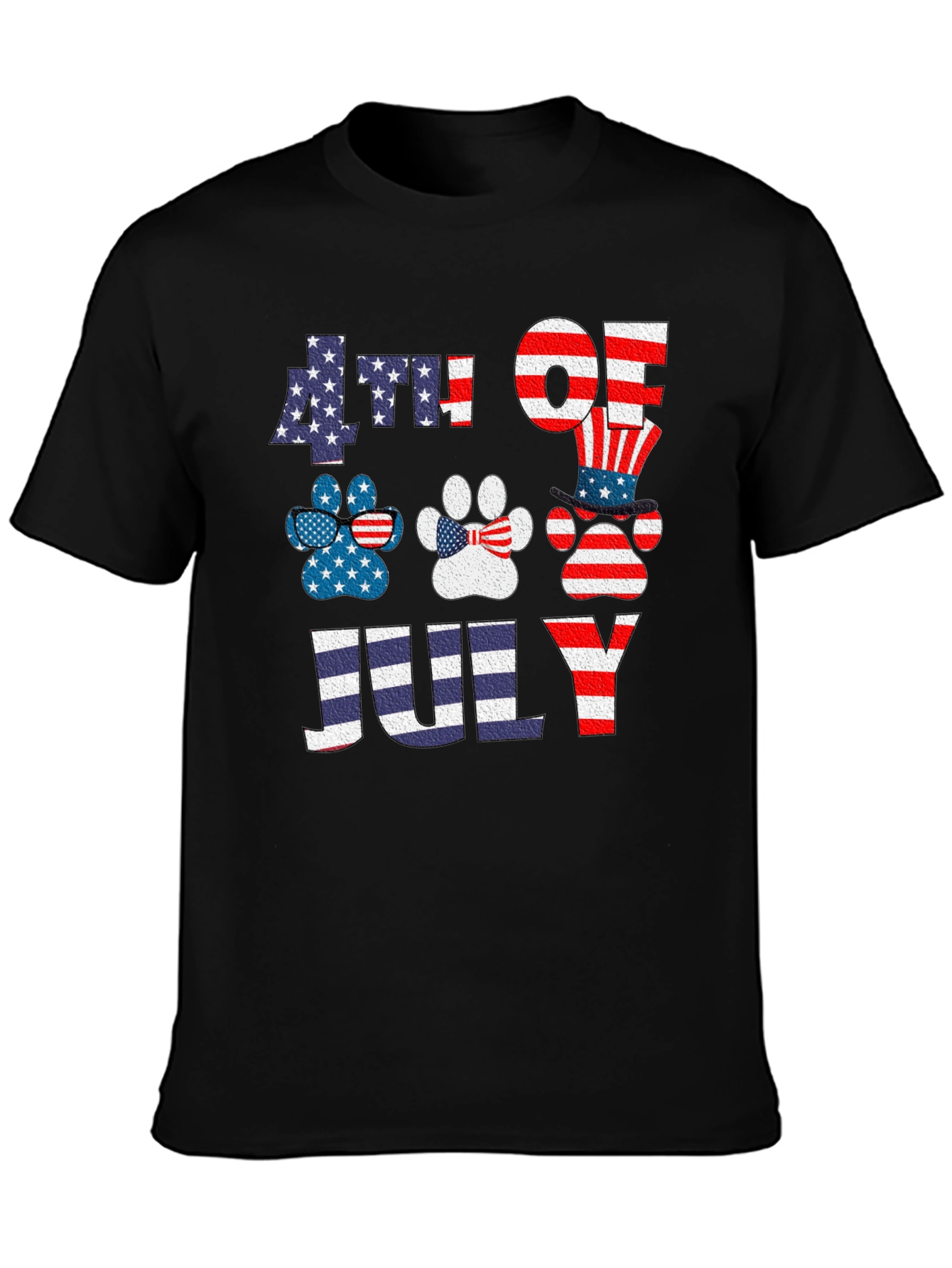 Patriotic 4th of July Dog Paw Print T-Shirt