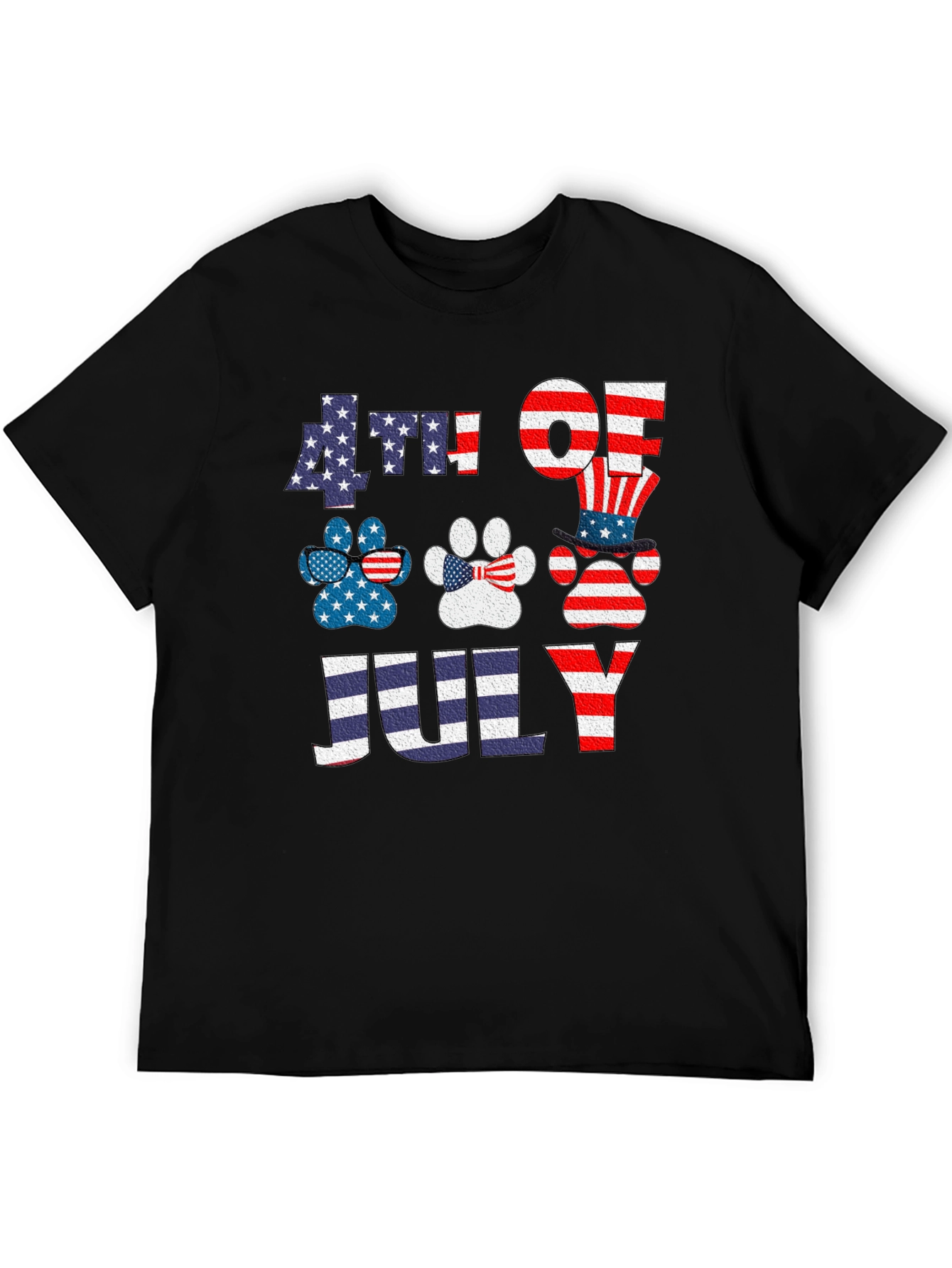 Patriotic 4th of July Dog Paw Print T-Shirt