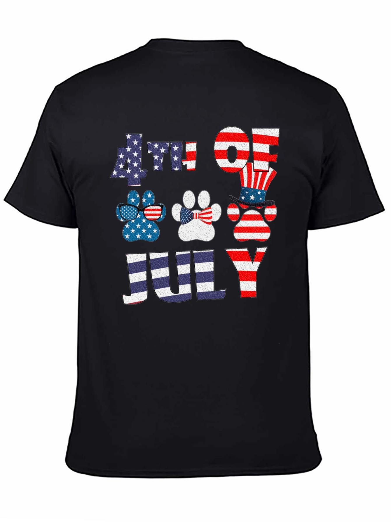 Patriotic 4th of July Dog Paw Print T-Shirt
