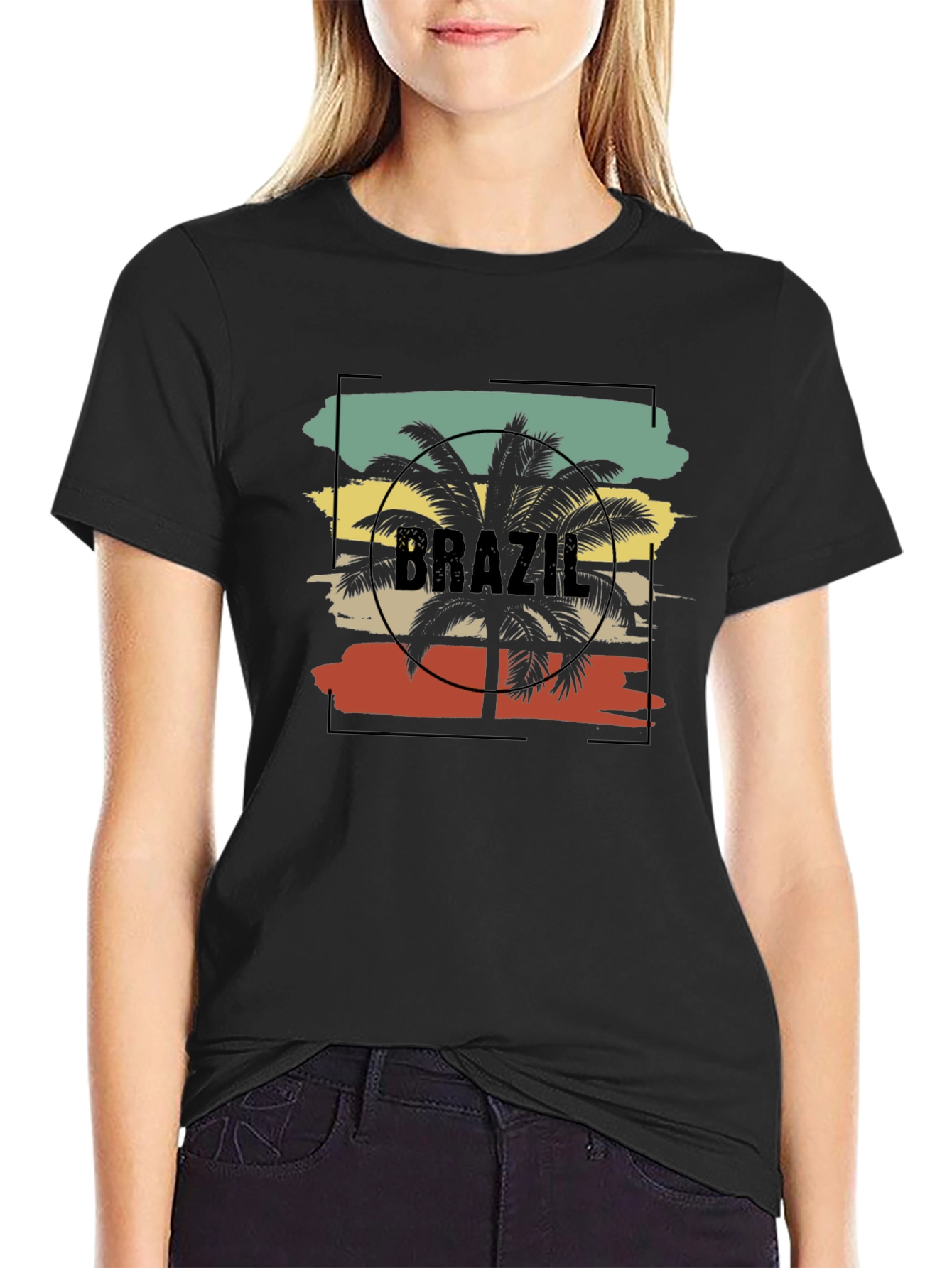 Brazil Palm Tree Graphic Tee - Black