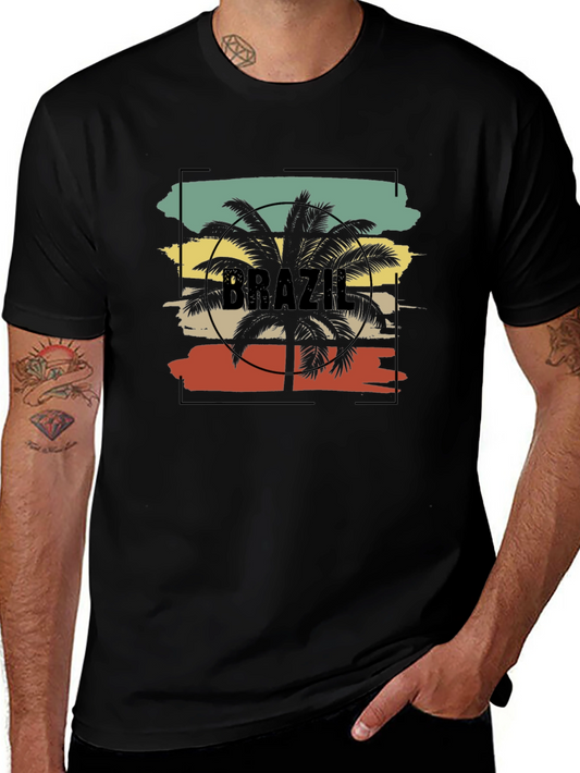 Brazil Palm Tree Graphic Tee - Black