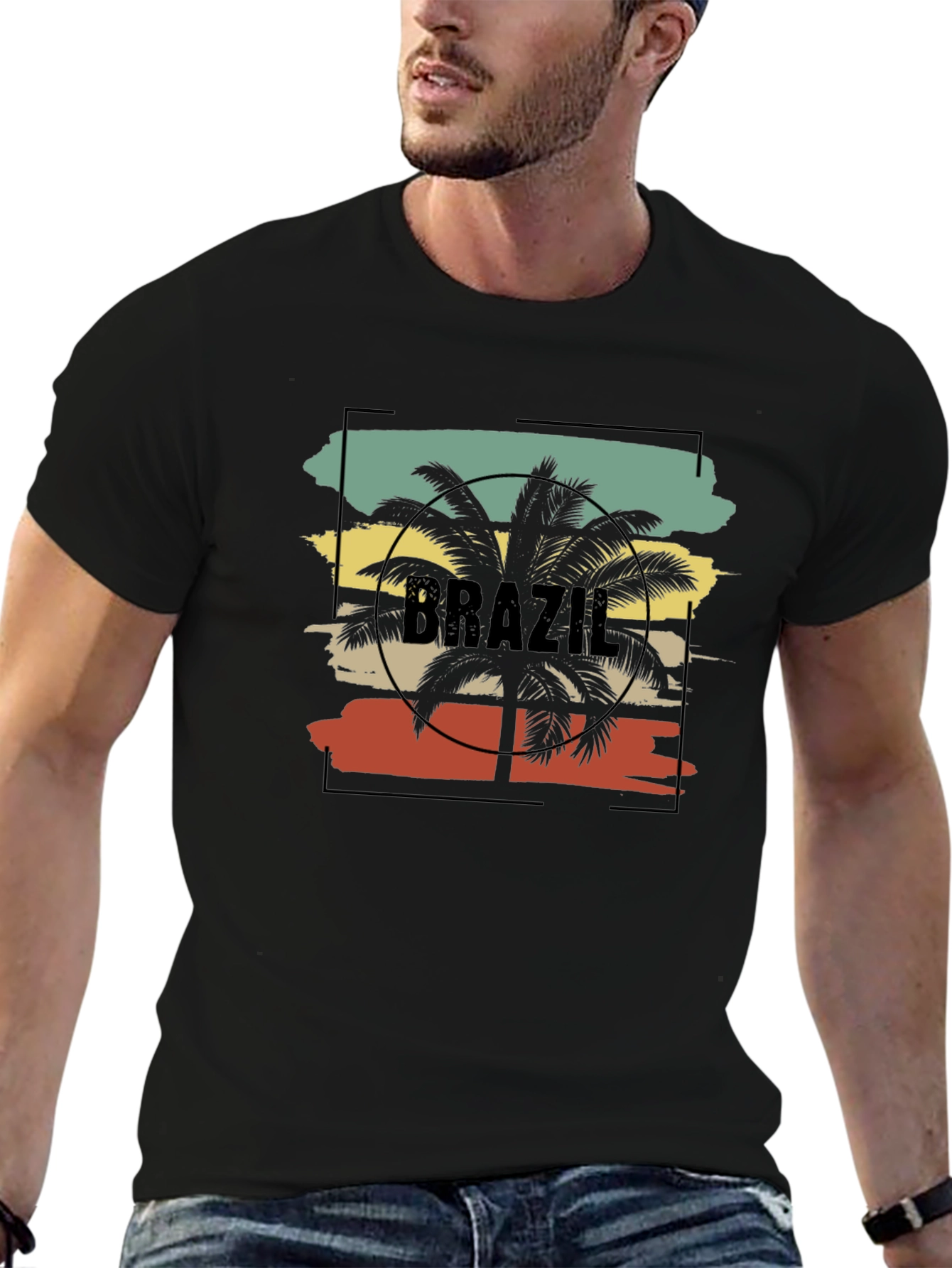 Brazil Palm Tree Graphic Tee - Black