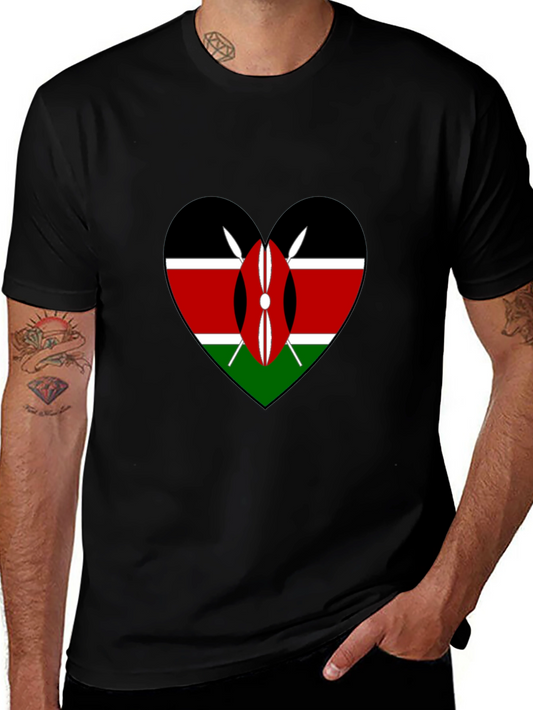 Kenya Flag Heart T-Shirt - Show Your Pride!