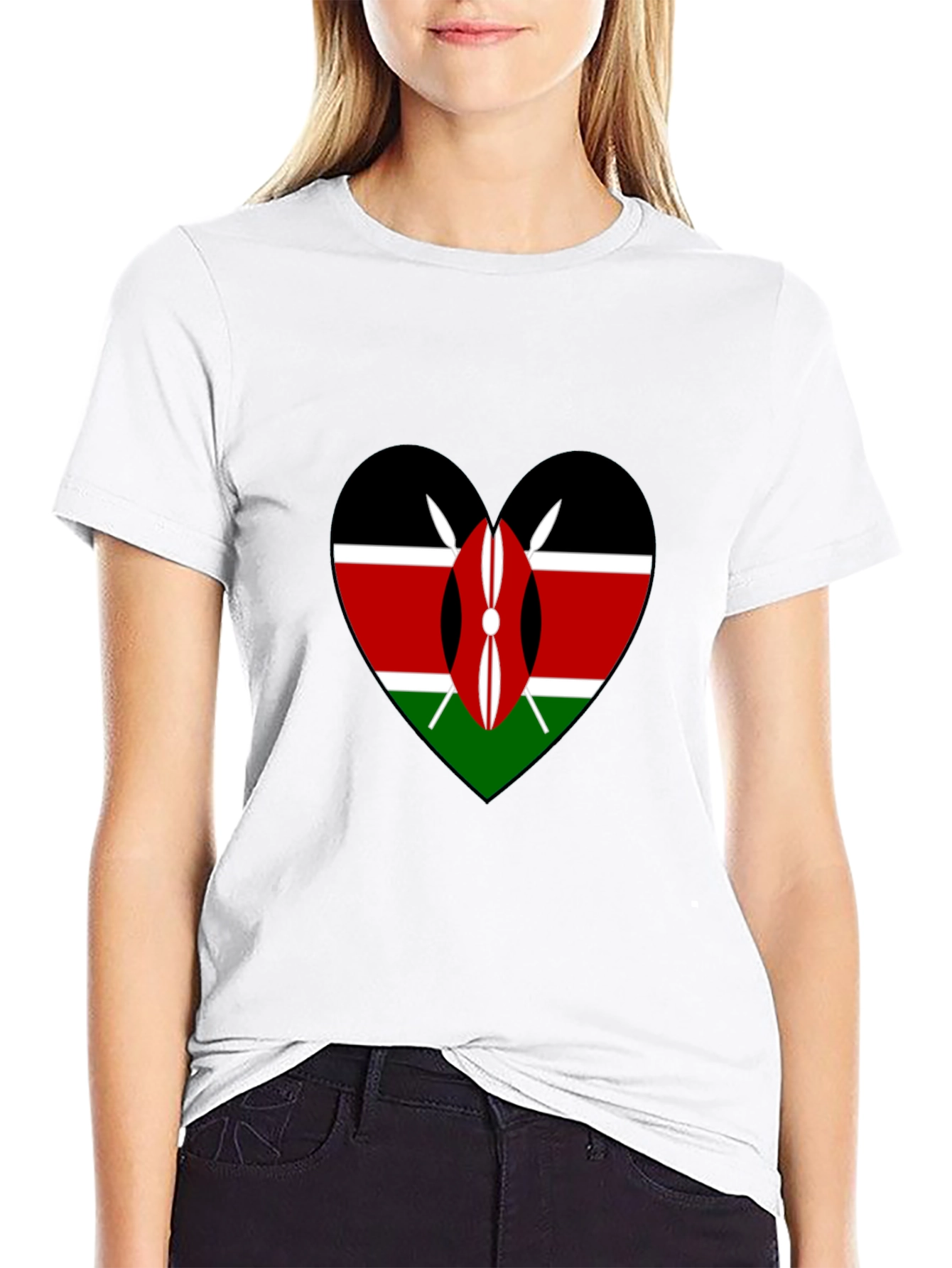Kenya Flag Heart T-Shirt - Show Your Pride!