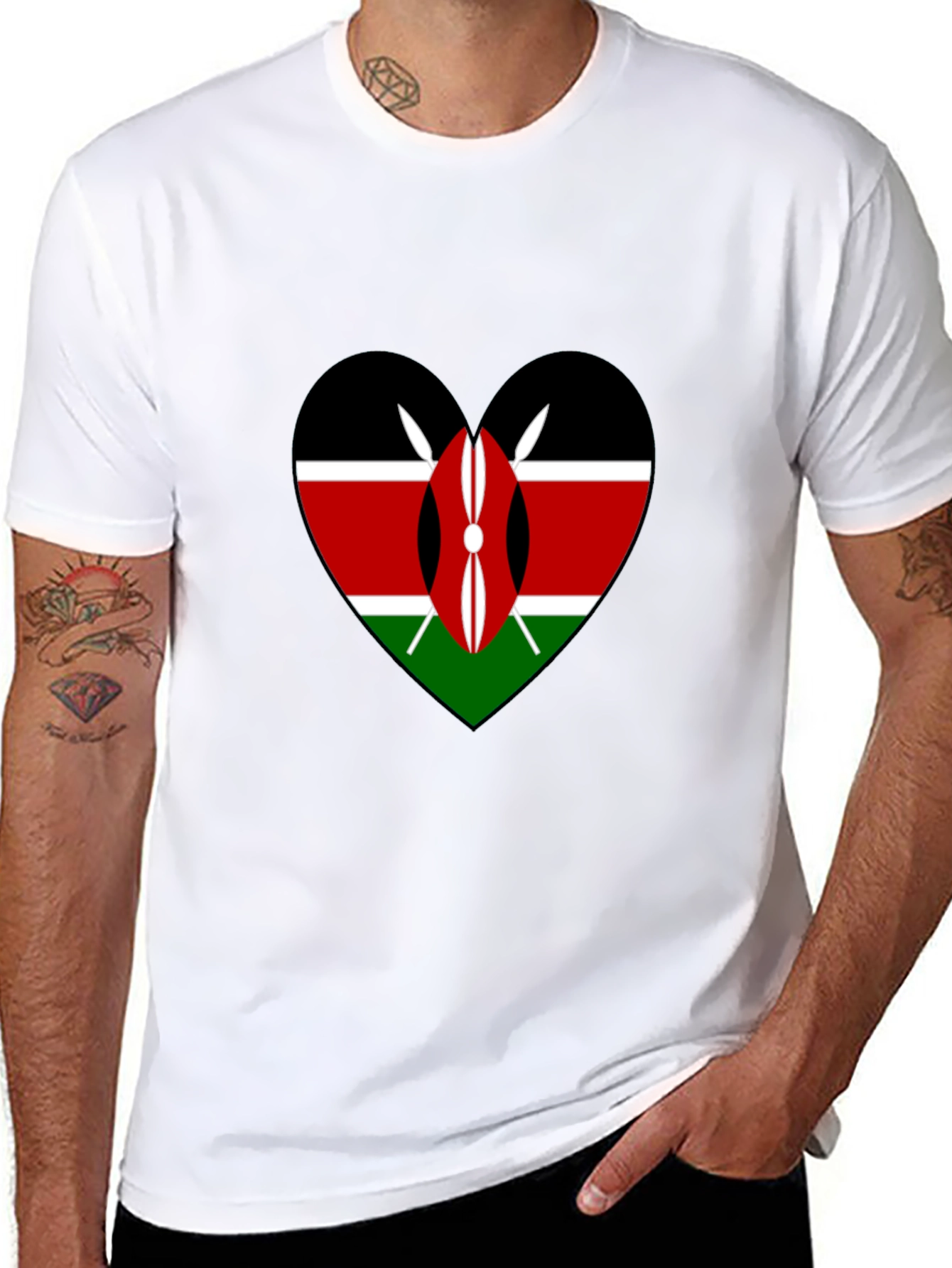 Kenya Flag Heart T-Shirt - Show Your Pride!
