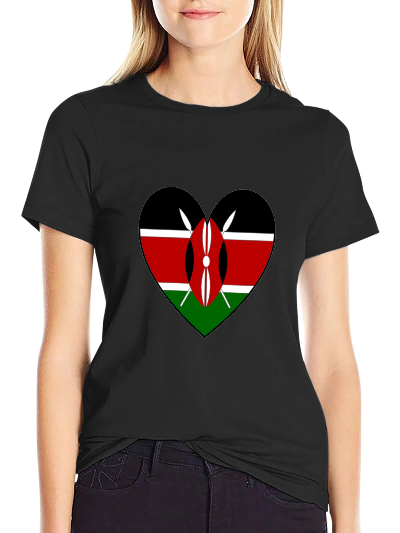 Kenya Flag Heart T-Shirt - Show Your Pride!