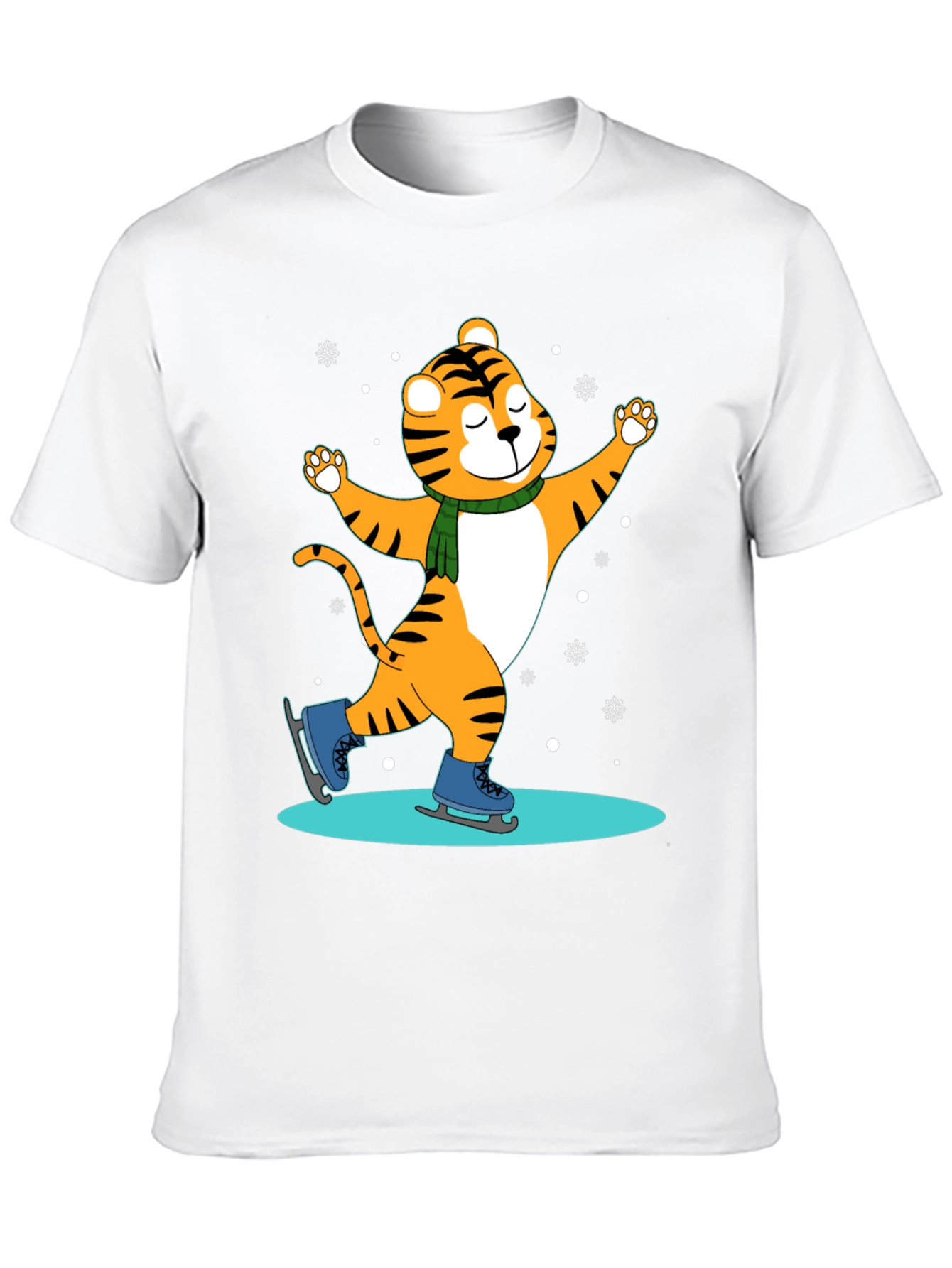 Cute Tiger Skating T-Shirt - Winter Fun