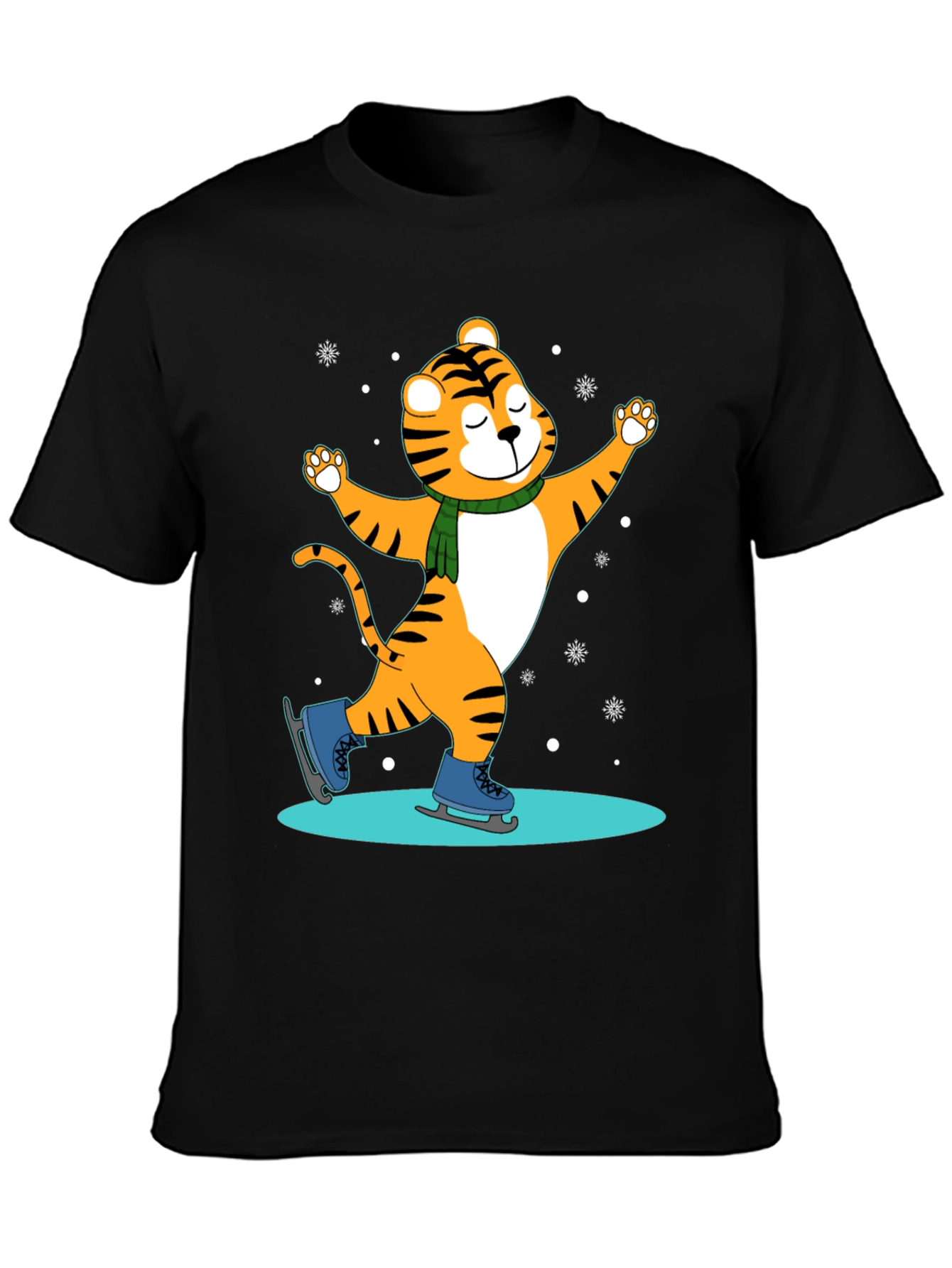 Cute Tiger Skating T-Shirt - Winter Fun